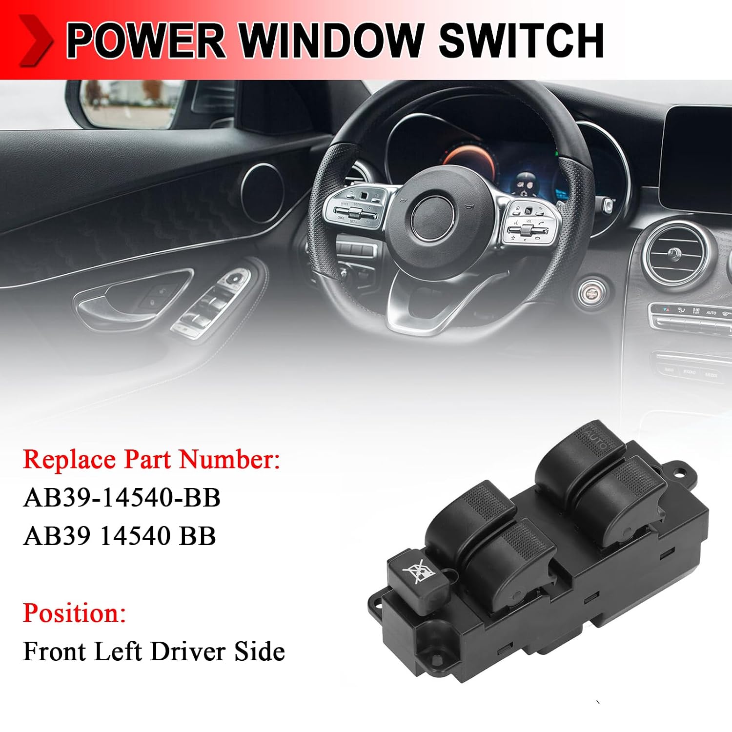 AB3914540BB Front Driver Side Master Power Window Switch Fit for Ford Ranger 2012-2015, Fit for Mazda BT50 2013-2016, Replace AB39-14540-BB