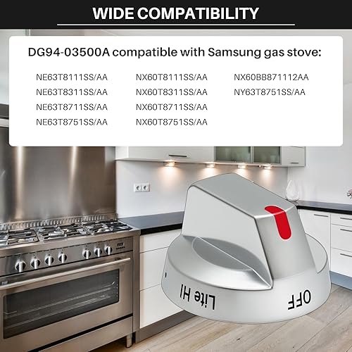 Miniatura 4 de DG94-03500AZ Samsung - Pomo de cocina de gas DG94-03500U para quemador de horno Samsung, perilla superior de la estufa de repuesto DG94-03500U