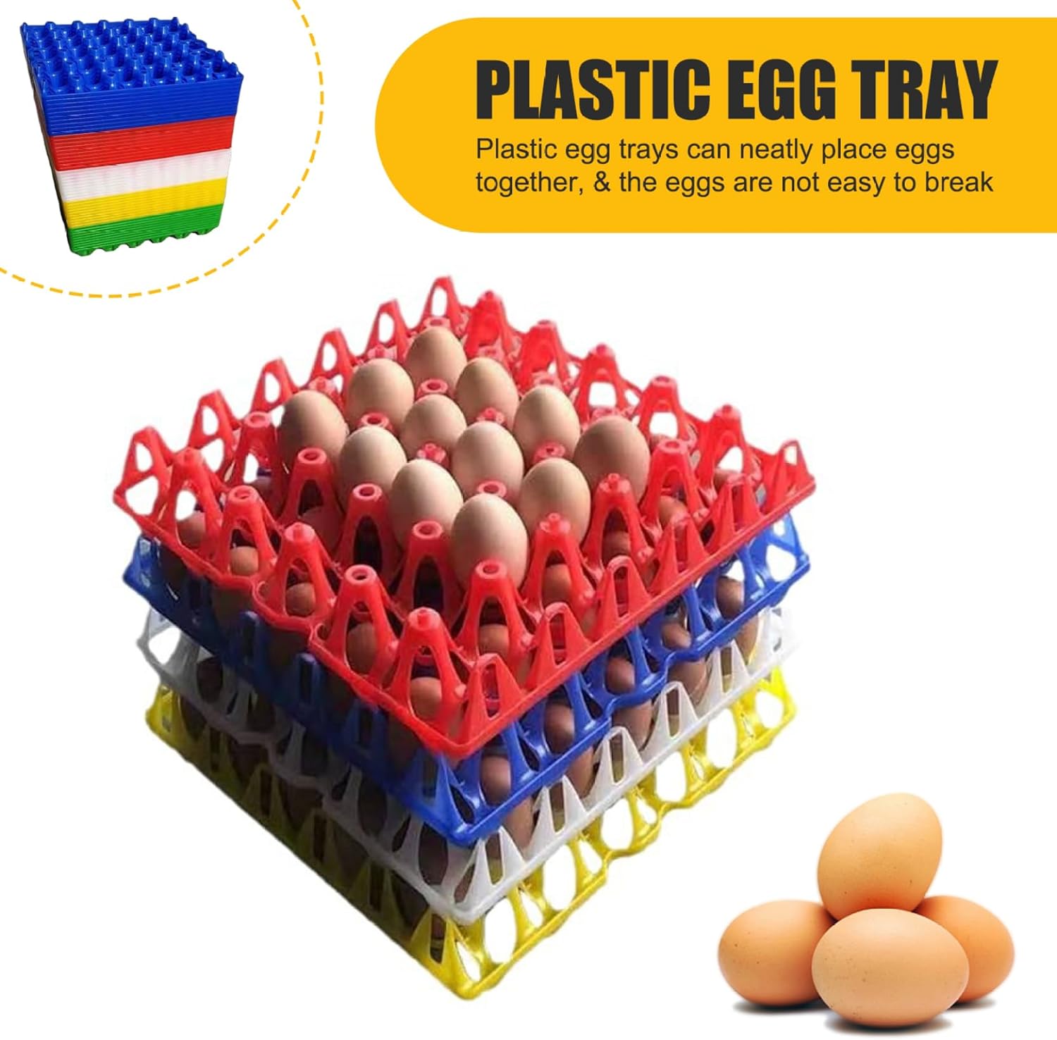 Egg Crate, 10PCS 30 Cells Plastic Egg Tray, Stackable Reusable Colored Storage Container for Storing, Sorting, and Shipping