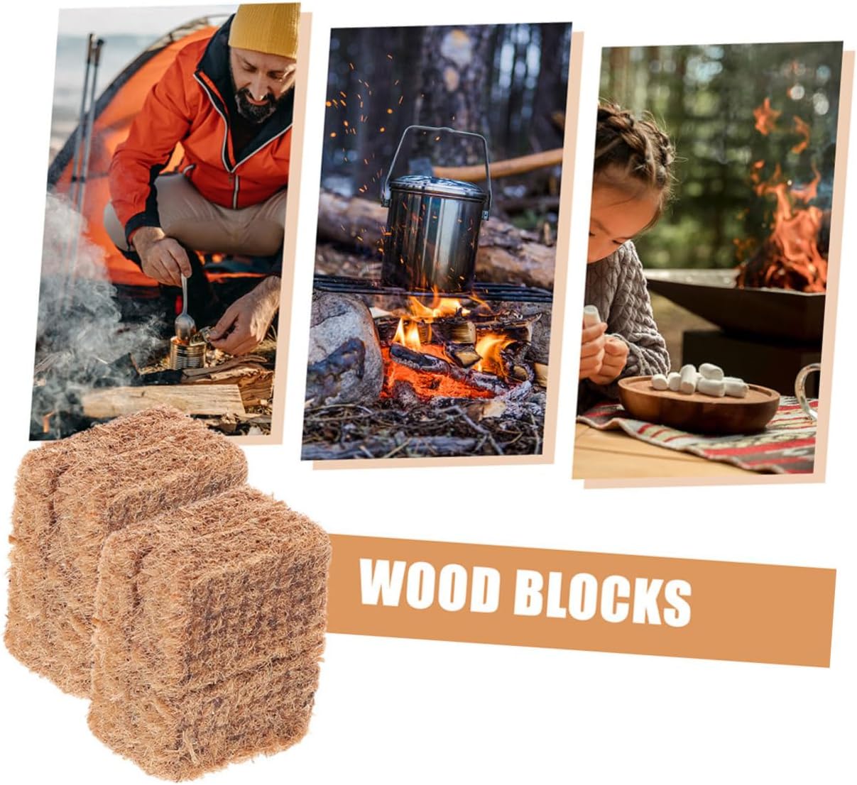 YARNOW 20pcs Grill Fire Starter Blocks BBQ Tablets for Outdoor Indoor Efficient Briquette Lighting Cubes