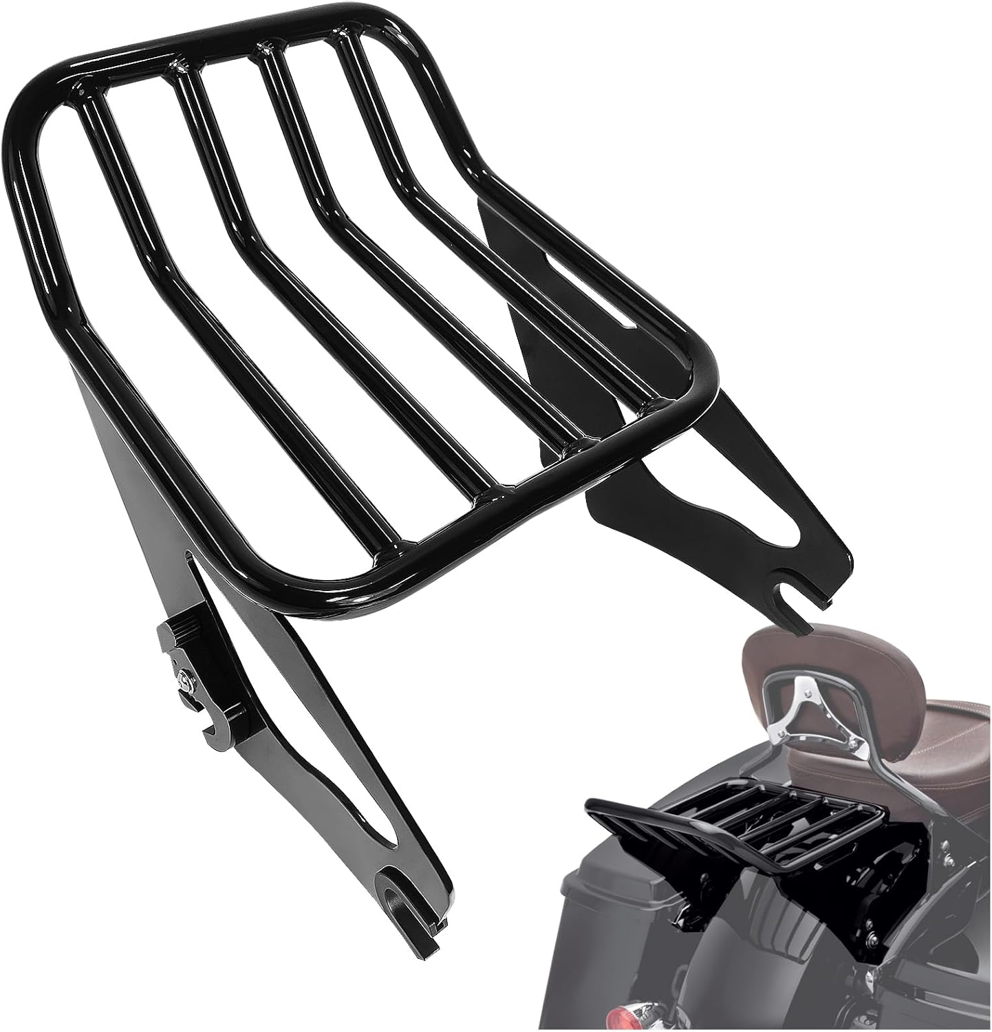 Amazon.com: Fjpacemt Detachable Two-Up Luggage Rack 2-Up Motorcycle ...