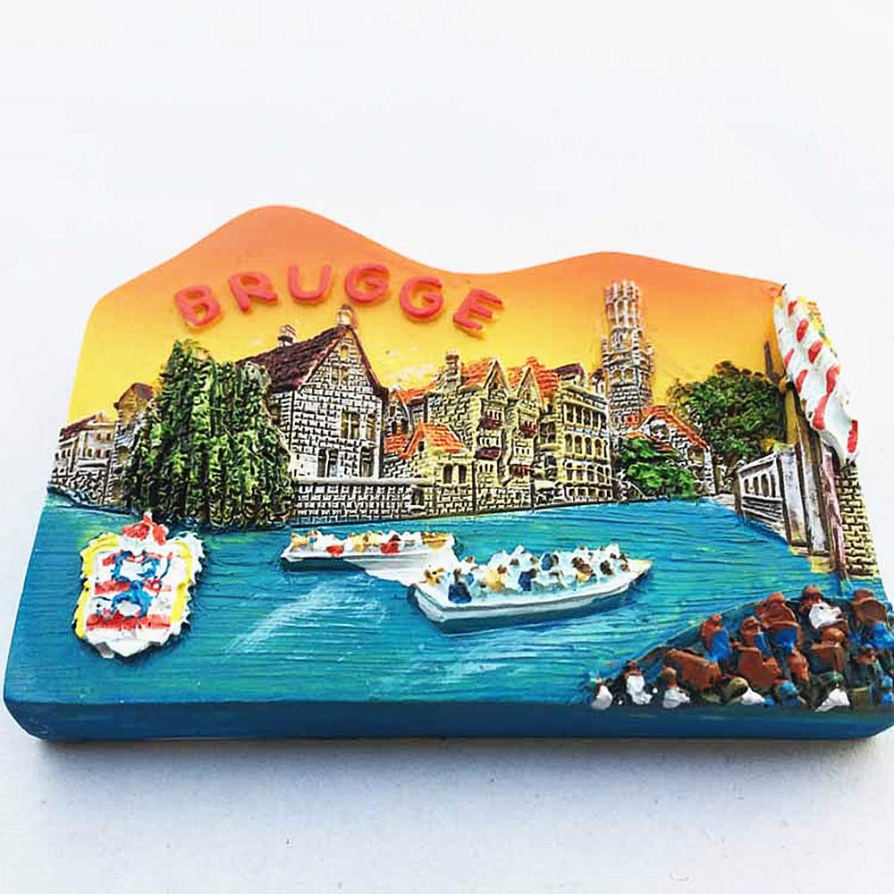 Magnete Da Frigorifero 3D Bruges Belgio - Souvenir Fatto A Mano In Resina, 7x6 Cm, Regalo Da Viaggio