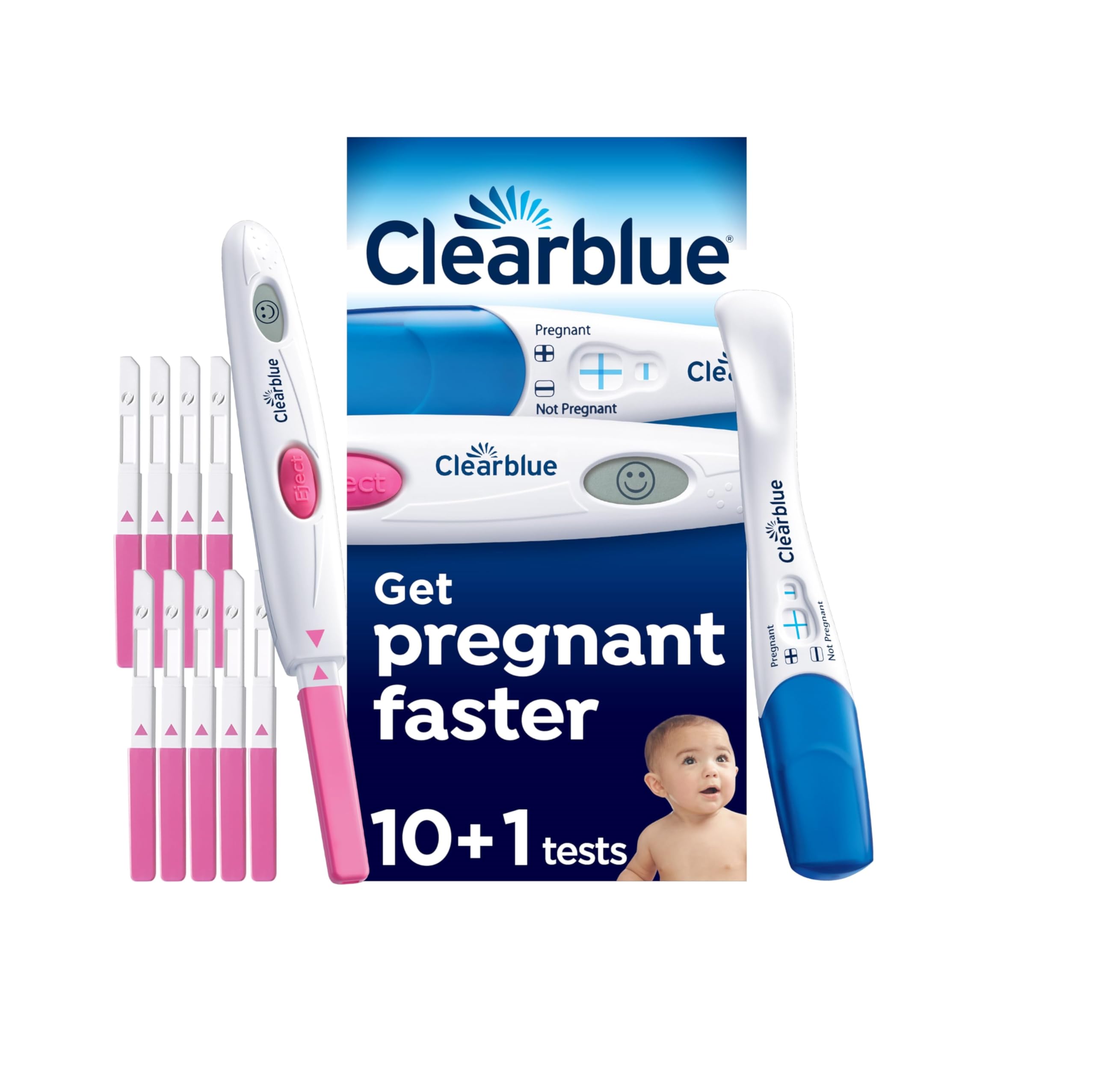 Clearblue Digital Ovulation and Pregnancy Test – Find Your 2 Peak Days, 10 Digital Ovulation Tests and 1 Rapid Detection Pregnancy Test, Try The Free Clearblue Period & Cycle Tracker App