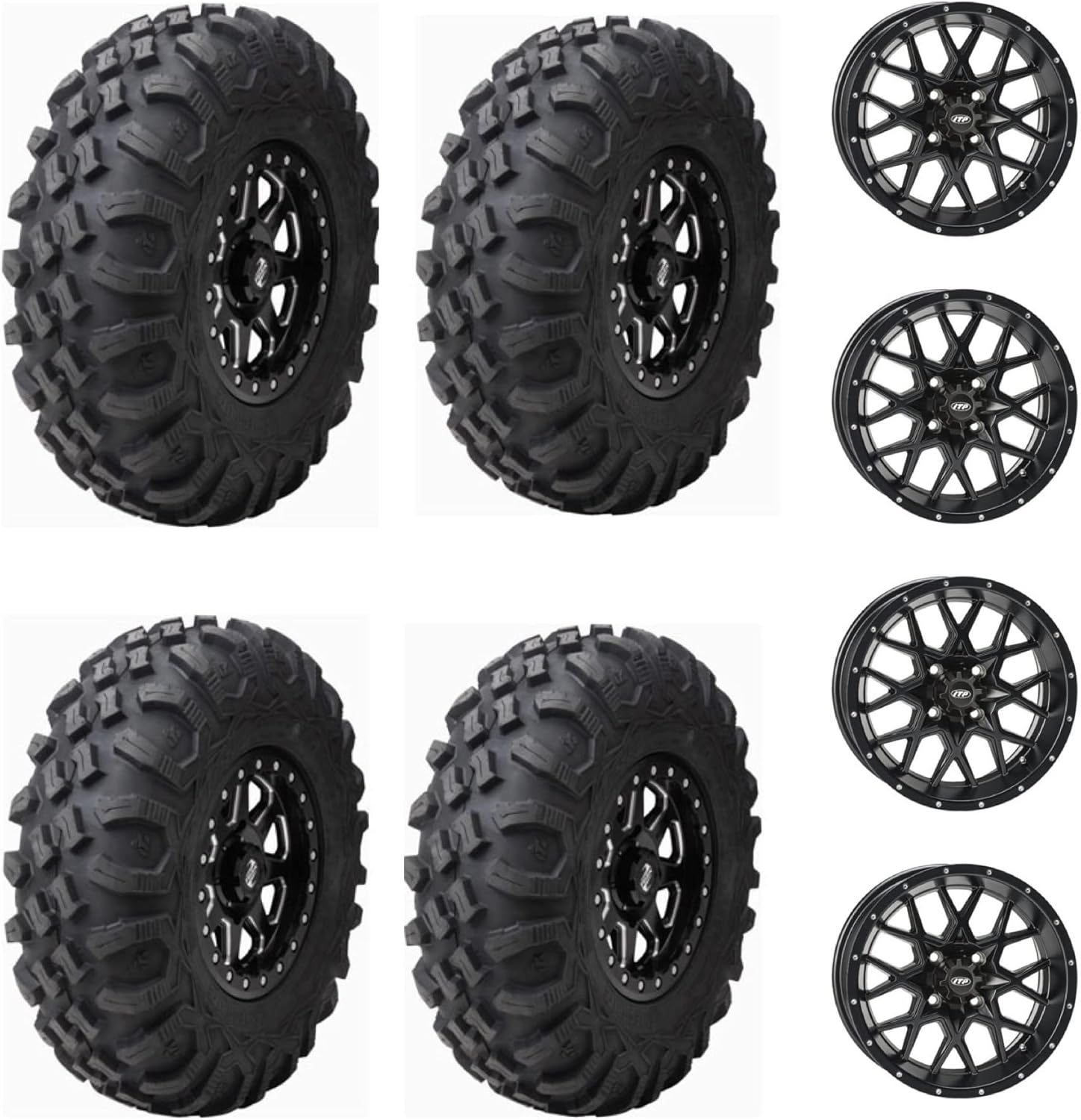 Four 32x1014 Tusk MEGABITE HD 8Ply Radial UTV Tires on