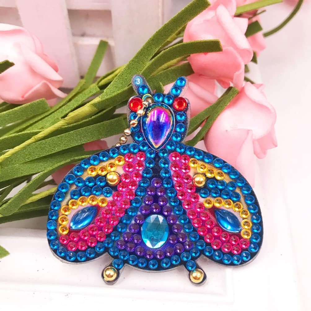 Abaodam DIY Diamond Art Keychain Kit with Rhinestone Butterfly and Bee Pendants 2.75 Inch Craft Kit for Kids and Adults Bag Charm and Phone Accessory for Arts and Crafts