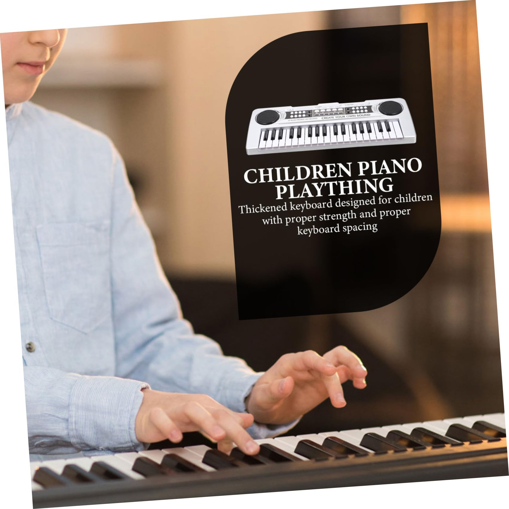 Juguete de Piano para Niños de 37 Teclas, Plástico Plata