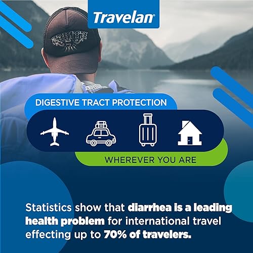 Miniatura 2 de TRAVELAN Medicina de viaje antidiarrea para alivio de gases, hinchazón, calambres y apoyo digestivo, suplemento dietético natural de calostro y