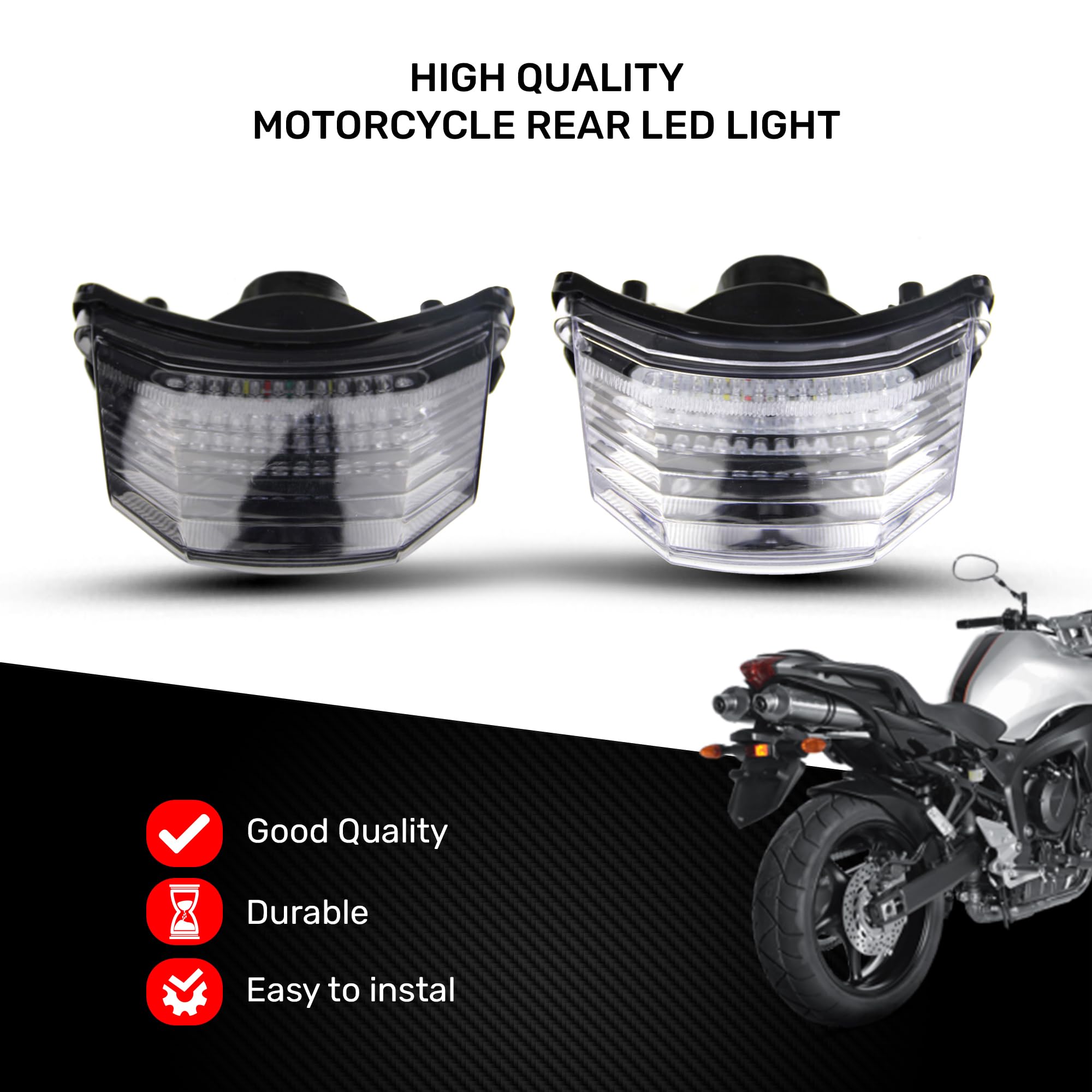 aVDB-moto Luces de freno LED con intermitentes integrados Compatible con Yamaha FZ6 N F Fazer 600 2004/2014 (Tintado)