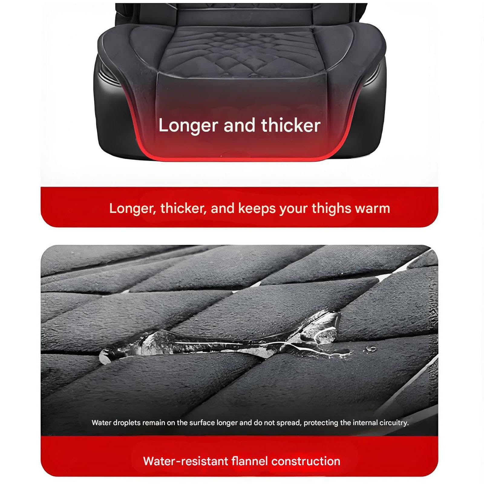 Súper cálido Cojin Asiento Coche Funda de Asiento de Franela súper cálida,Black-singleseatD