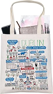 Dublin Ireland Themed Canvas Tote Bag Dublin Landmarks Souvenir Gift Dublin Travel Shoulder Bag Dublin Merchandise