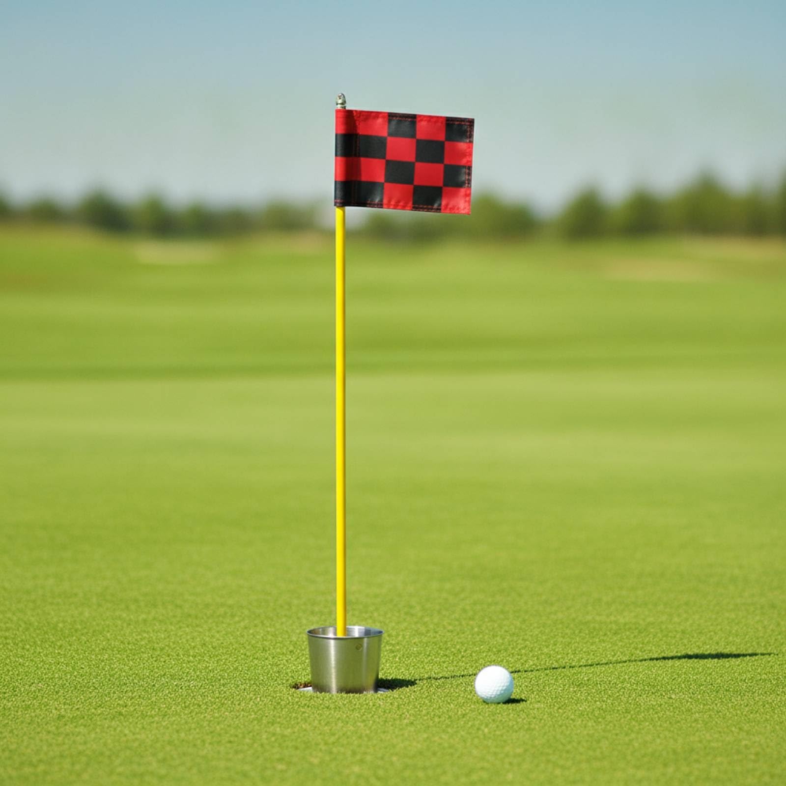 Golf-Flaggenstange mit Edelstahlbecher rostgeschützt Golf-Fahnenstange mit Lochbecher kompakt Golfzubehör für Garten, Weiß, 85cm Weißer Schaft, Weiße Flagge, Edelstahl-Lochbecher