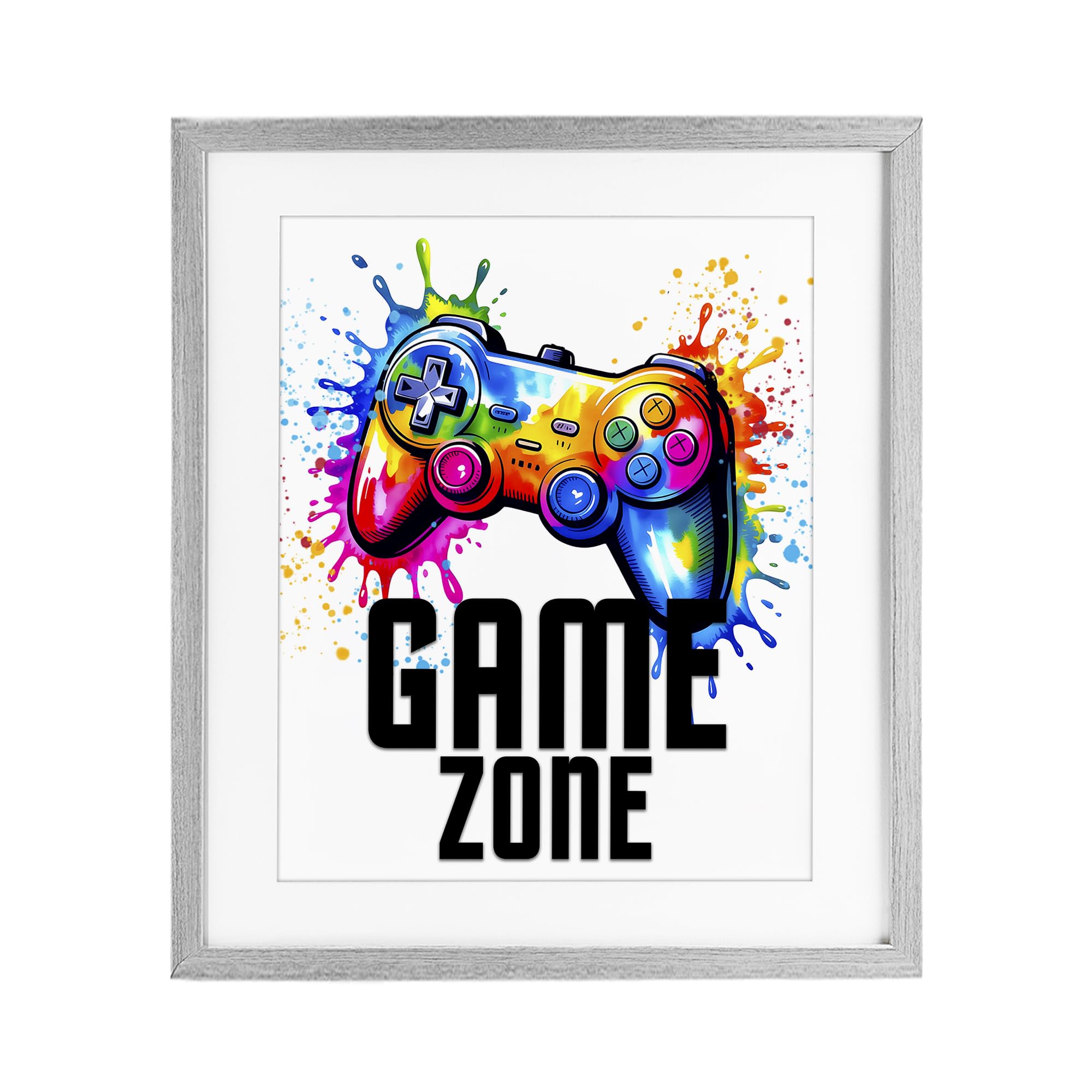 Stupell Industries Farmhouse Gray (Textured) Gaming Comic Splash, 17 X 21 Inch Framed Print Under Glass