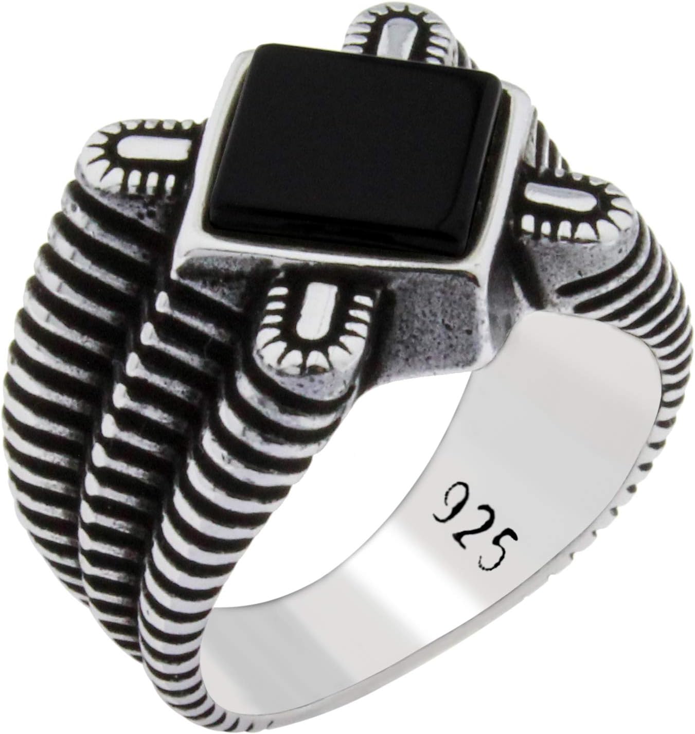 Genuine Solid 925 Sterling Silver, Black Onyx Stone Luxury Men's Ring