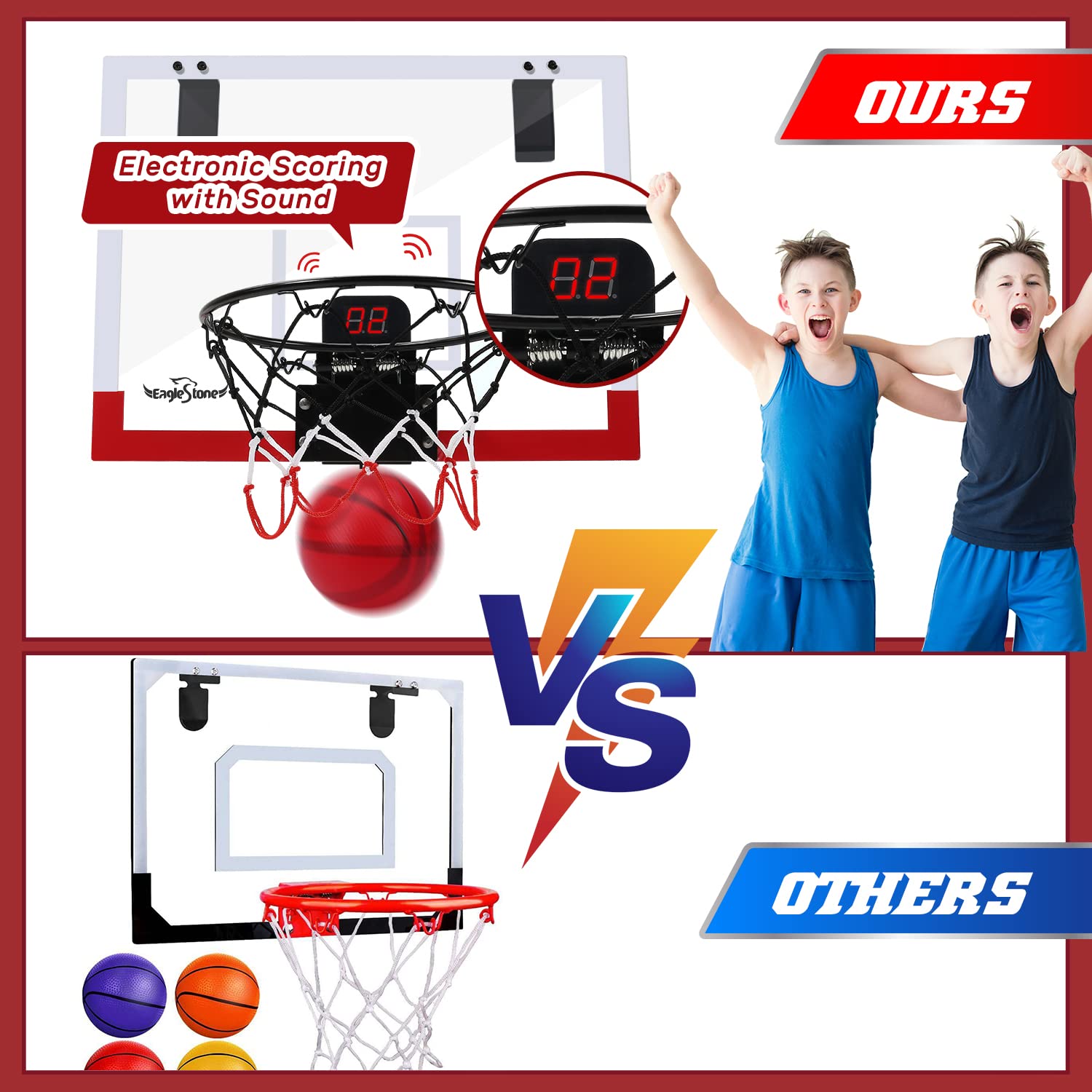 EagleStone Basketball Hoop Indoor, Over The Door Basketball Hoop with