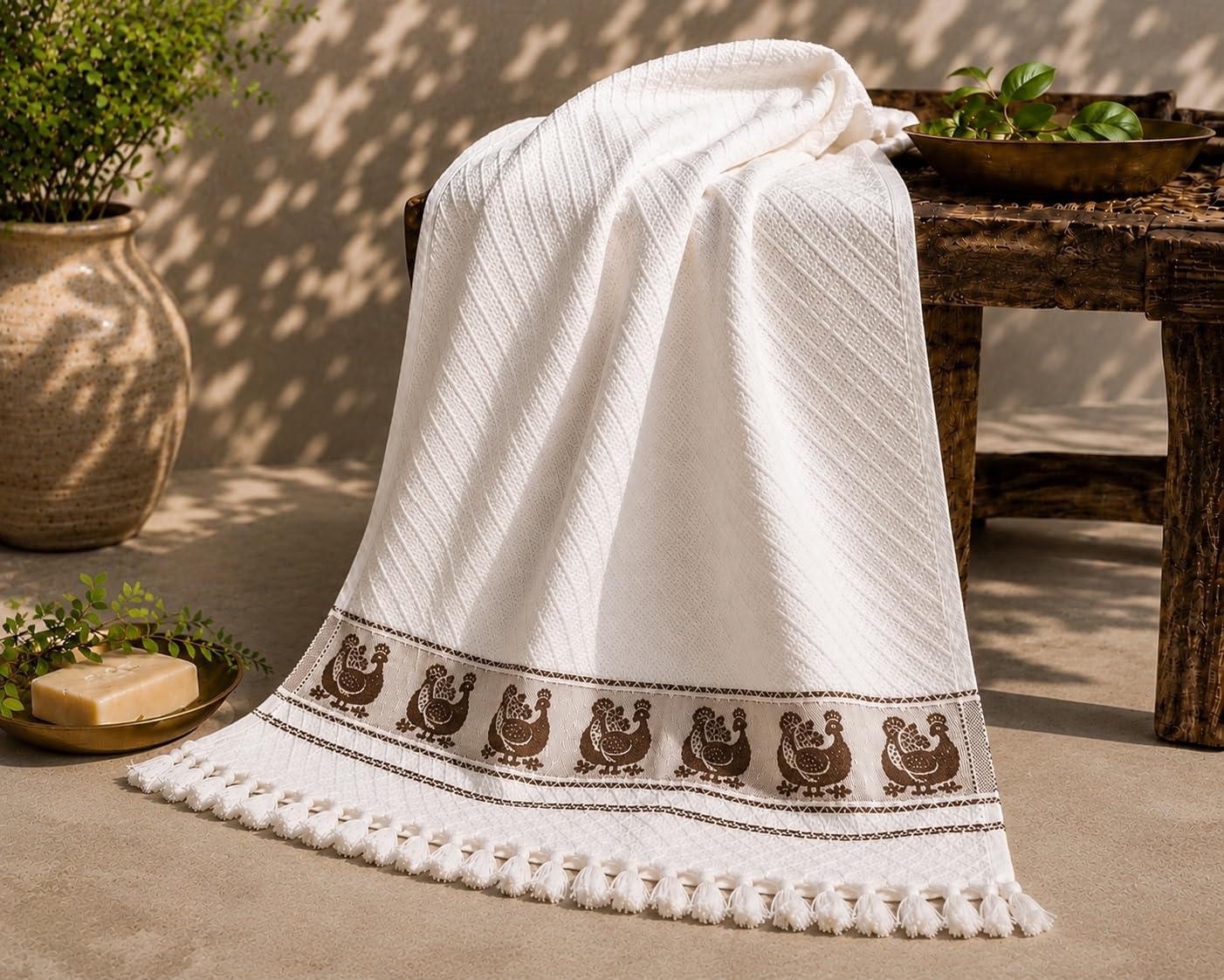 100% Cotton Handloom Bath Towel for Men & Women, 30 x 60 Inches, White, Assorted Woven Border Design, Soft Absorbent Bathroom Towel, Lightweight Cotton Towel for Bath, Gym, Travel & Daily Use-image-35