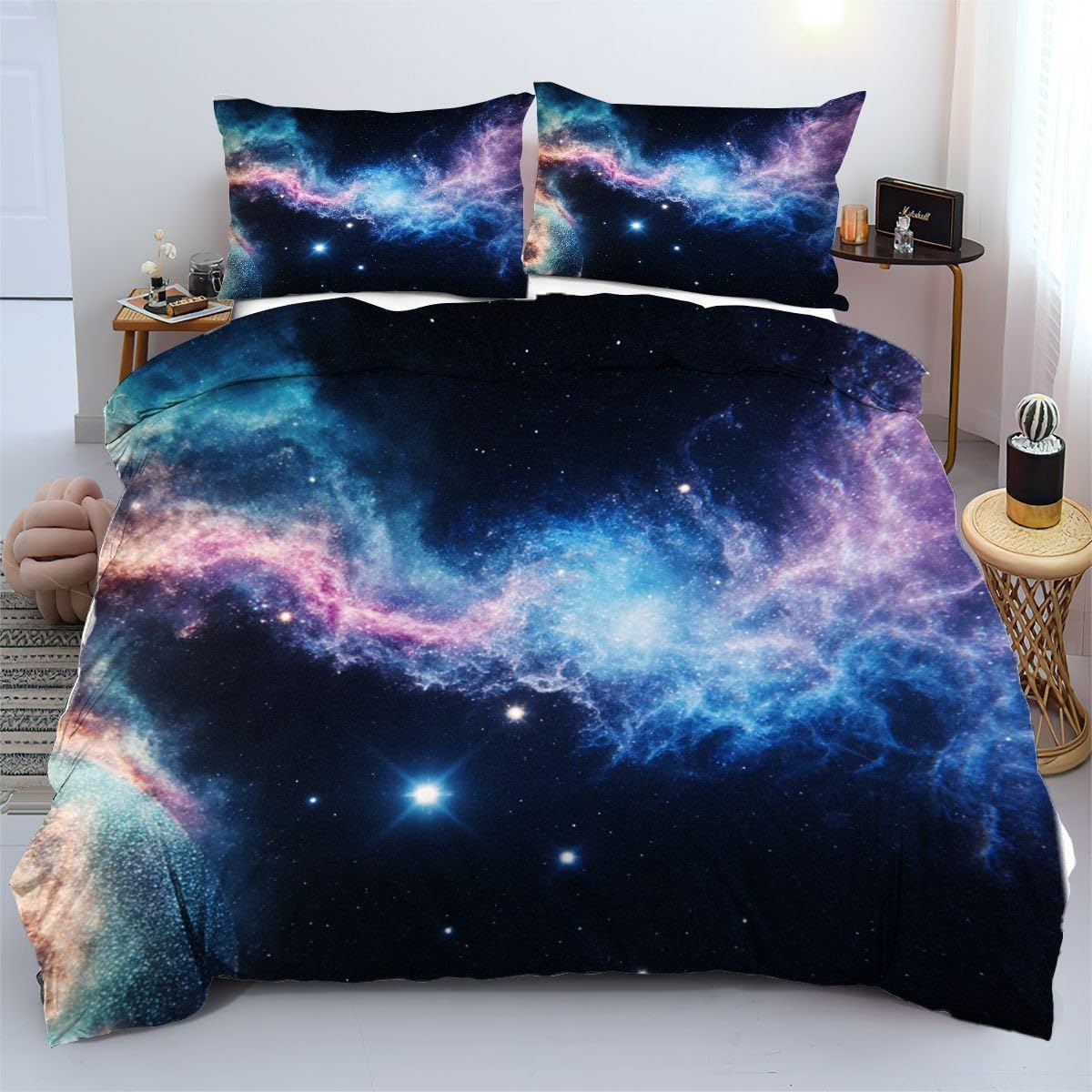 Linge de lit 220x240 cm étoiles colorées pour ados et adultes