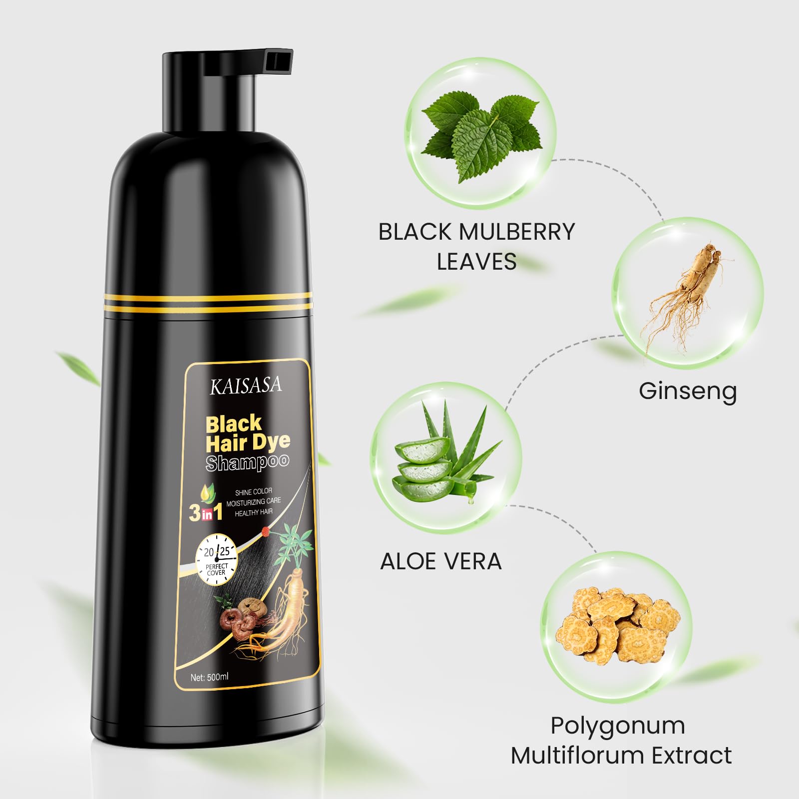 KAISASA Black Hair Dye Shampoo | Amazon.com.br