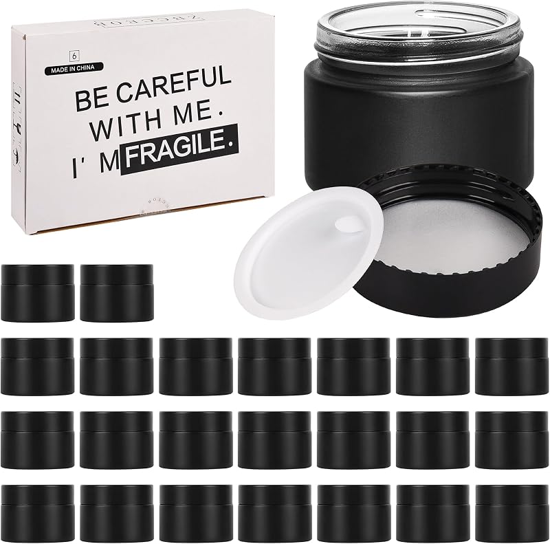 Frascos de vidro ZBCCEOB com tampas rosqueáveis, 60 mL, Black Frosted, Pacote com 24
