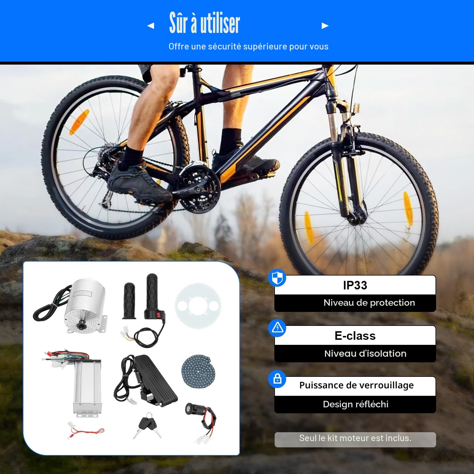 Kit de moteur électrique sans balais 48-72 V 3000 W 4900 tr/min avec régulateur de vitesse amélioré, pédale et kit de poignée d'accélérateur pour Go Karts, vélos électriques, motos, scooters