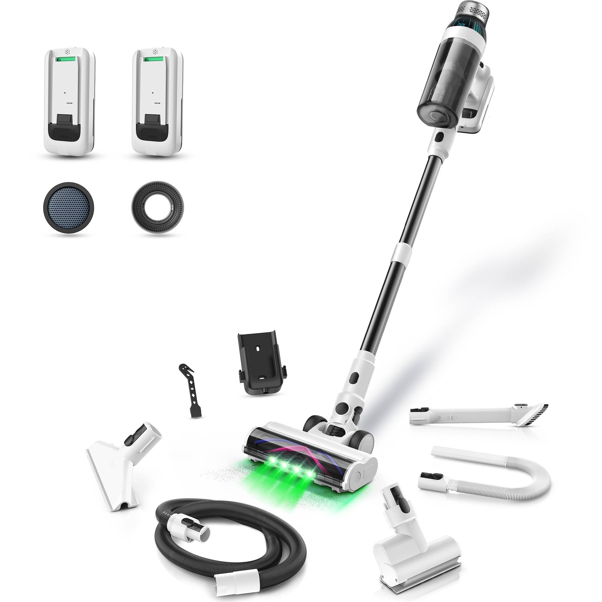 NuYupo Cordless Vacuum Cleaner, 2 Batteries 110 Mins Runtime Vacuum Cleaners for Home, 550W 45KPA 15-in-1 Stick Vacuum with Charging Dock, Handheld Vacuum Cordless for Pet Hair Carpet Hardwood Floor