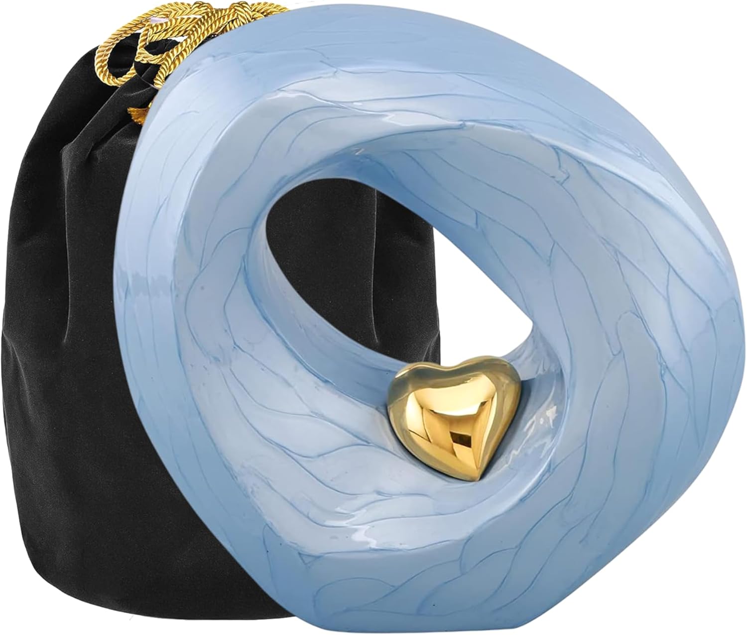 Passage of Heaven Adult Cremation Urn for Human Ashes - Decorative Funeral Urn for Men & Women (Adult Non-Customize, Sky-Blue Gold)