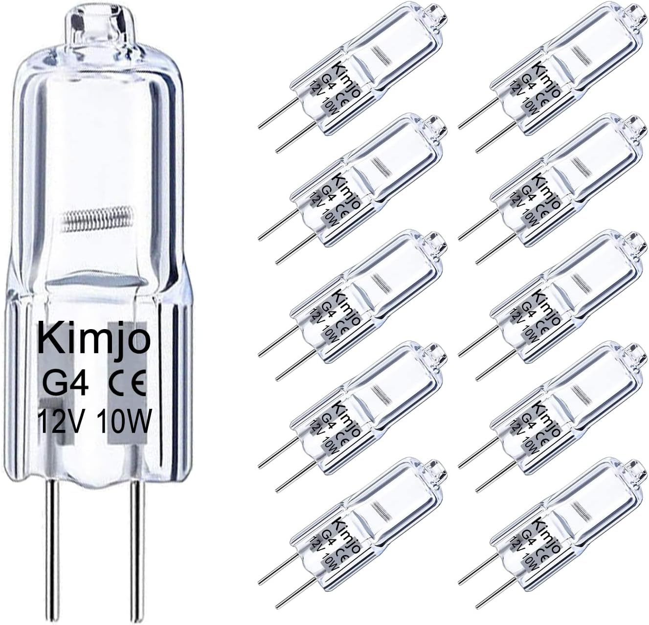 Kimjo Ampoules Halogènes G4 10W, Lampe Halogène G4 12V Dimmable, Base