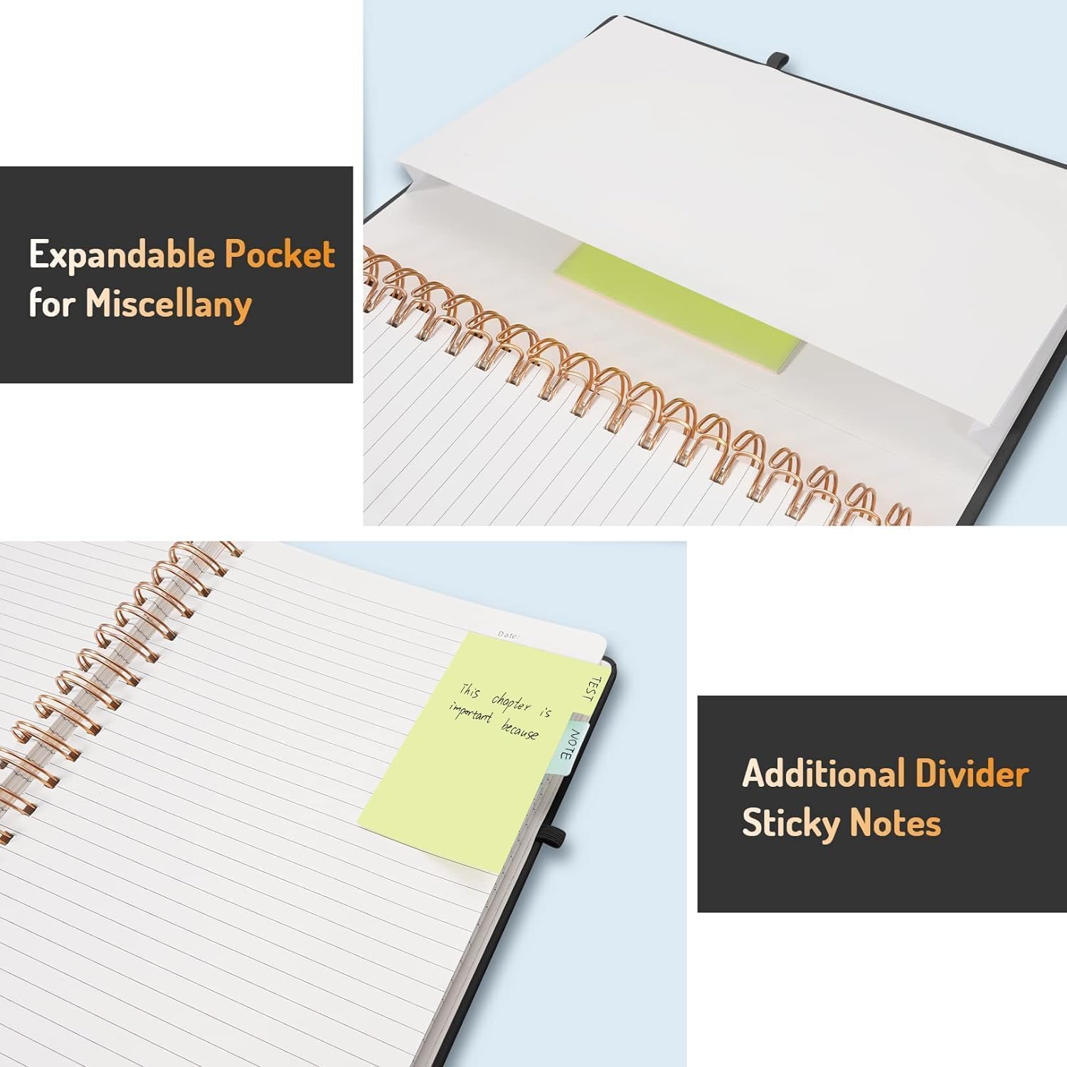Forvencer Notatnik spiralny z 300 numerami stron, B5 College Ruled Thick Journals do pisania z papierem o gramaturze 100 g/m², notatnik w twardej oprawie z zawartością do pracy, szkoły, dla kobiet i