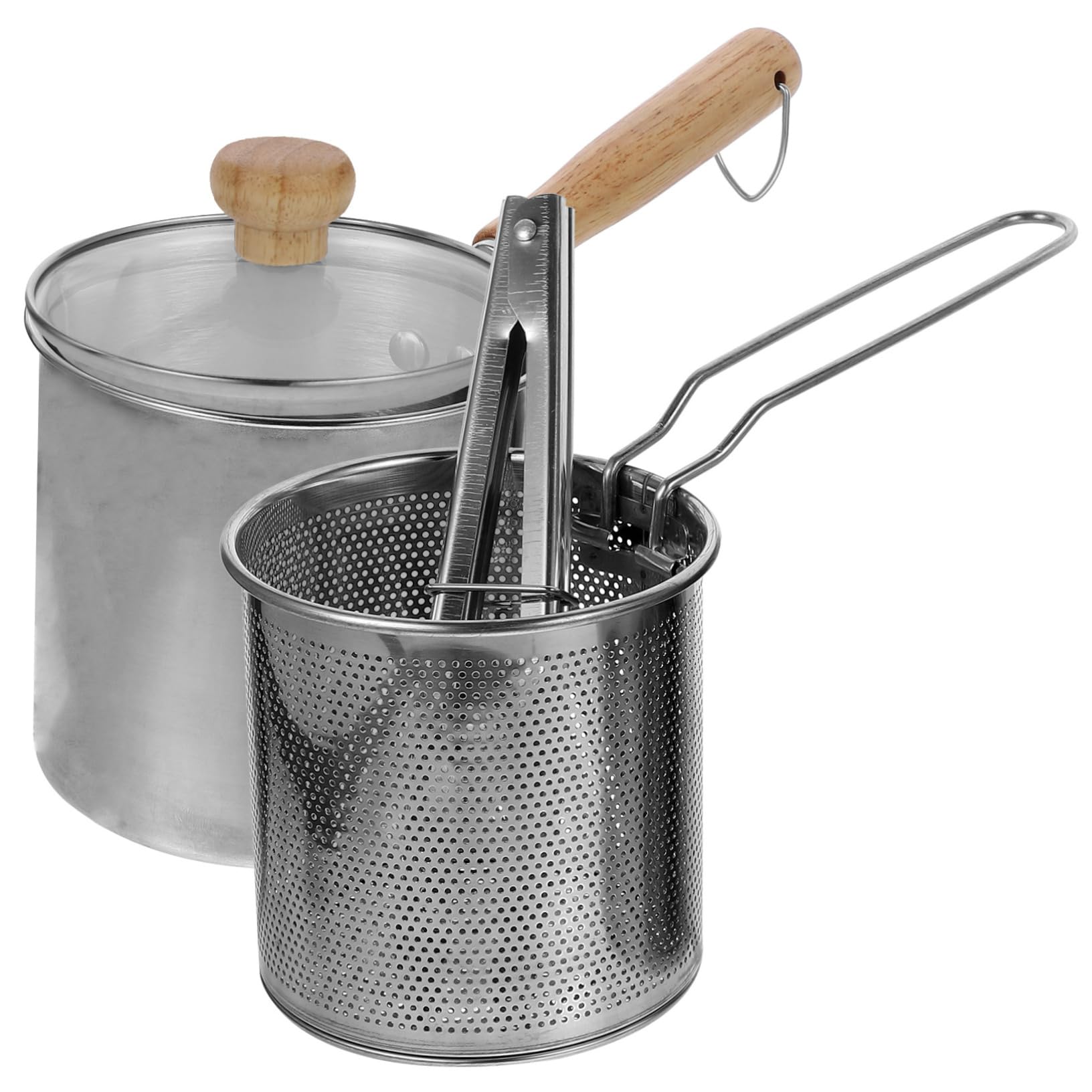 VOSAREA Stainless Steel Deep Fryer Pot with Strainer Basket and Food Tong - for Deep Frying Breakfast - Heating Milk and More Essential Kitchen Tool for Cooking Lovers