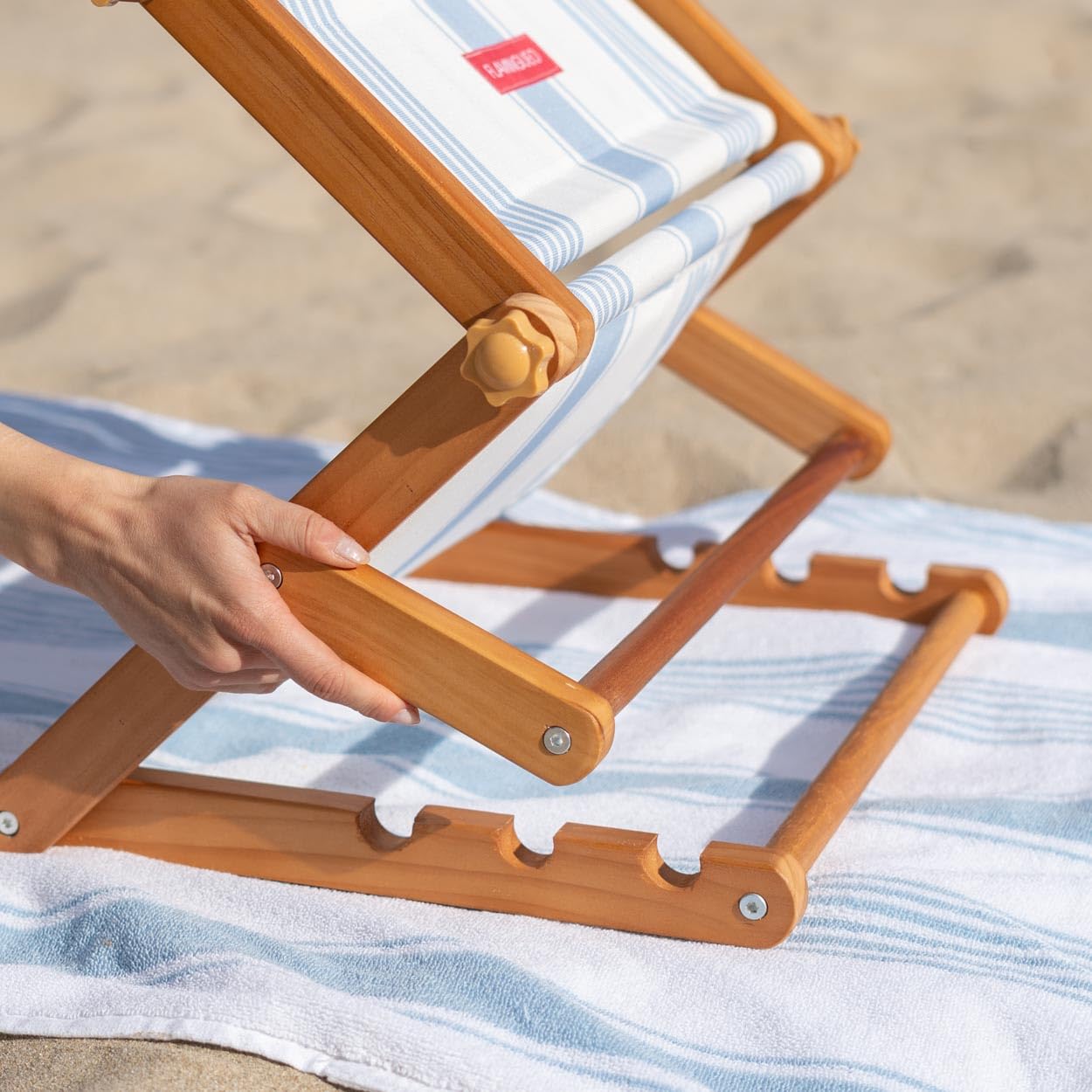 Flamingueo Poggiatesta con Cuscino - Per Spiaggia, Piscina, Campeggio - Ombrellone UPF50+ - Regolabile 2 Posizioni - Poliestere - Blu