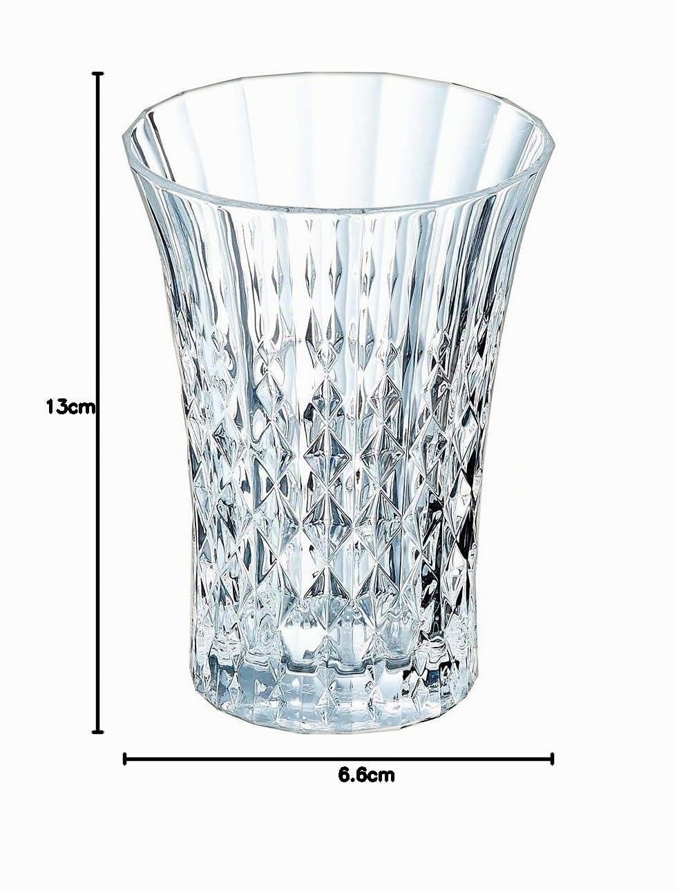 Cristal D'Arques Vasos de Agua de Cristal Lady Diamond 36 cl Juego de 6 | Cristalín sin plomo, vasos para zumo, refresco y whisky, apto para lavavajillas, fabricado en Francia