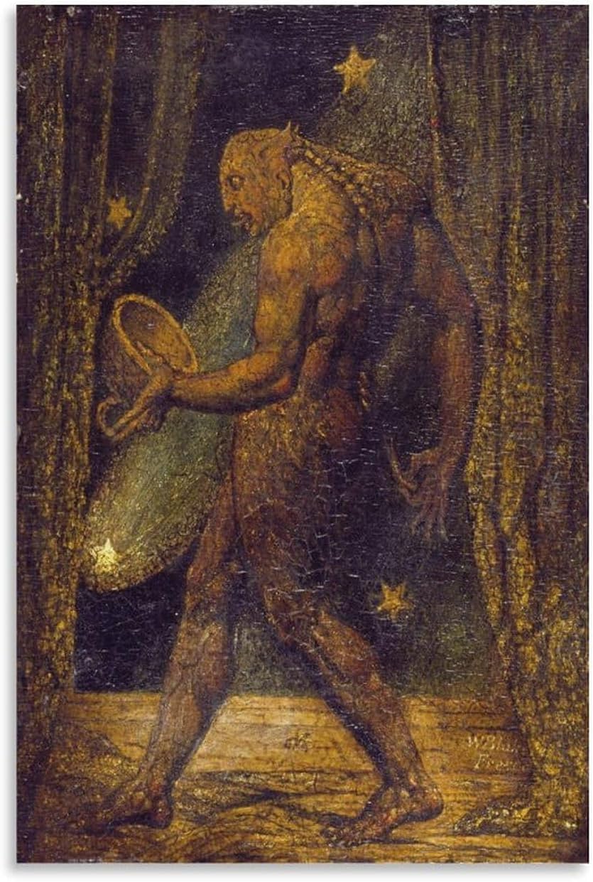 Orjdjz Wxkbl William Blake Posters《The Ghost of A Flea》Painting Abstract Wall Art Picture William Blake Canvas Prints for Home Office Decor 40x65cm Frameless