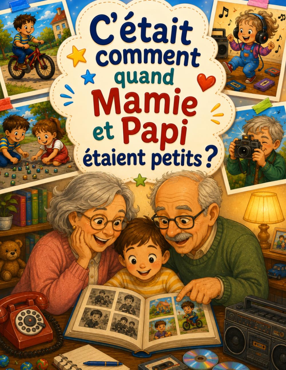 C'était comment quand Mamie et Papi étaient petits ?: Un livre illustré pour découvrir les jeux, les habitudes et les souvenirs d'enfance de Mamie et Papi avant les écrans et les téléphones.