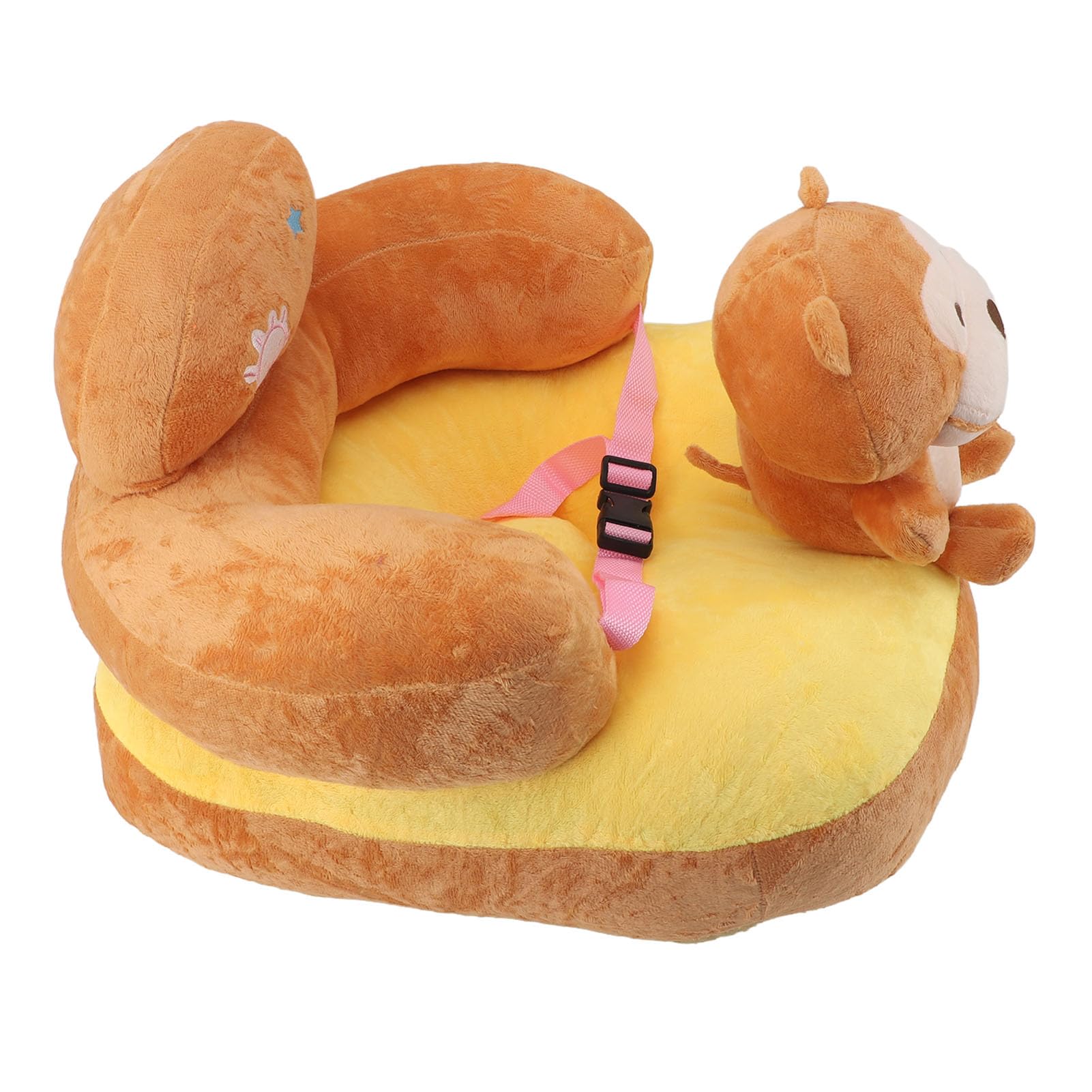 Baby Support Seat, Adjustable Angle Baby Learning to Sit Chair Plush with USB Charging Cable for Toddlers for Home (Monkey)