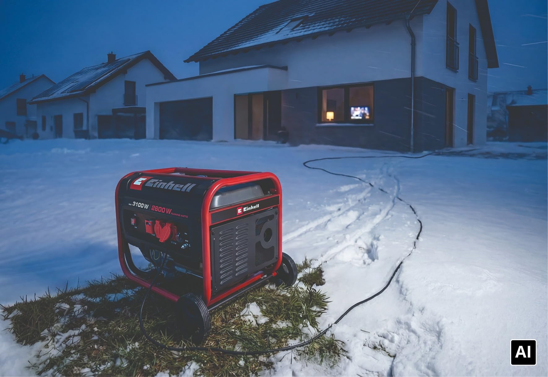 Einhell generador eléctrico (gasolina) TC-PG 3100 | 3100 W potencia máx. | 2600 W potencia continua máx. | depósito 15 L | motor 4 tiempos | 2x 230 V | hasta 11 h a 2/3 carga