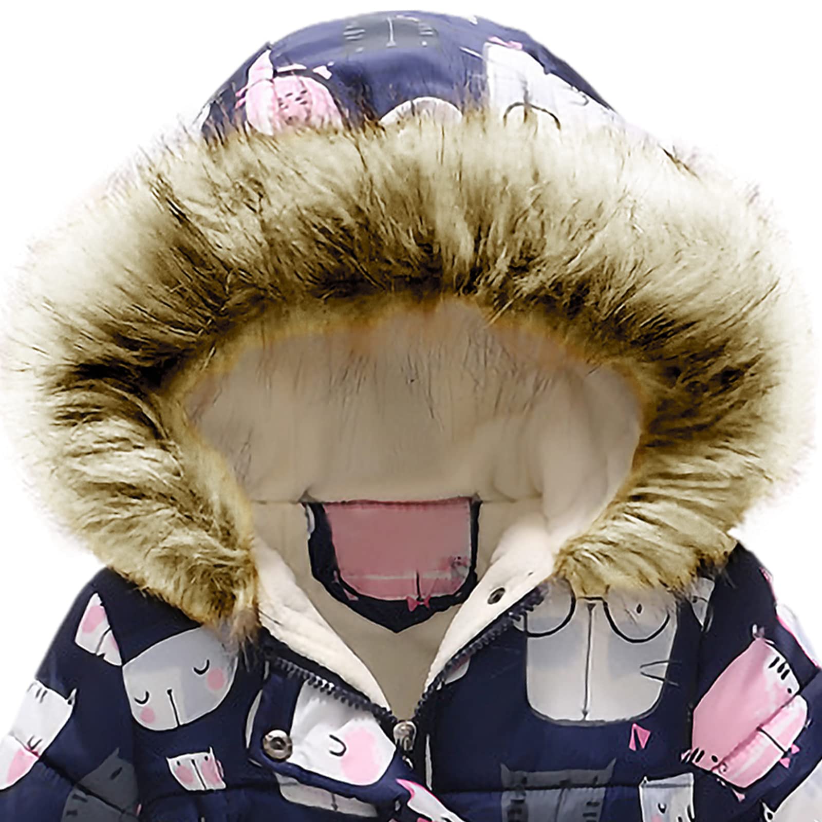 amropi Abrigos Niñas Floral Chaqueta con Pelo Capucha Bebe Invierno Caliente Ropa por 2-10 años