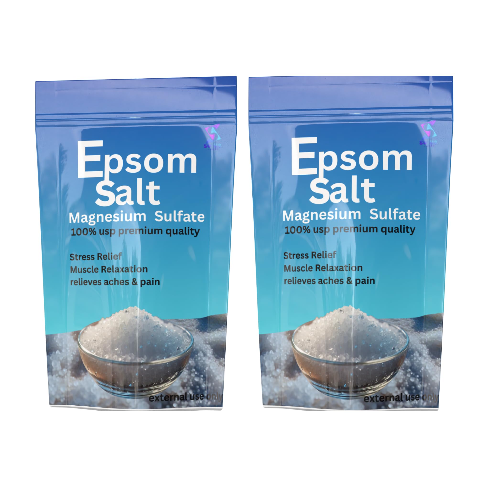 SV VS Epsom Bath Salt Crystal and Bath, Stress Relief and Muscle Relaxation, pain relief, detox foot bath, USP Quality 2-Pack (1.5 KG)-image-44