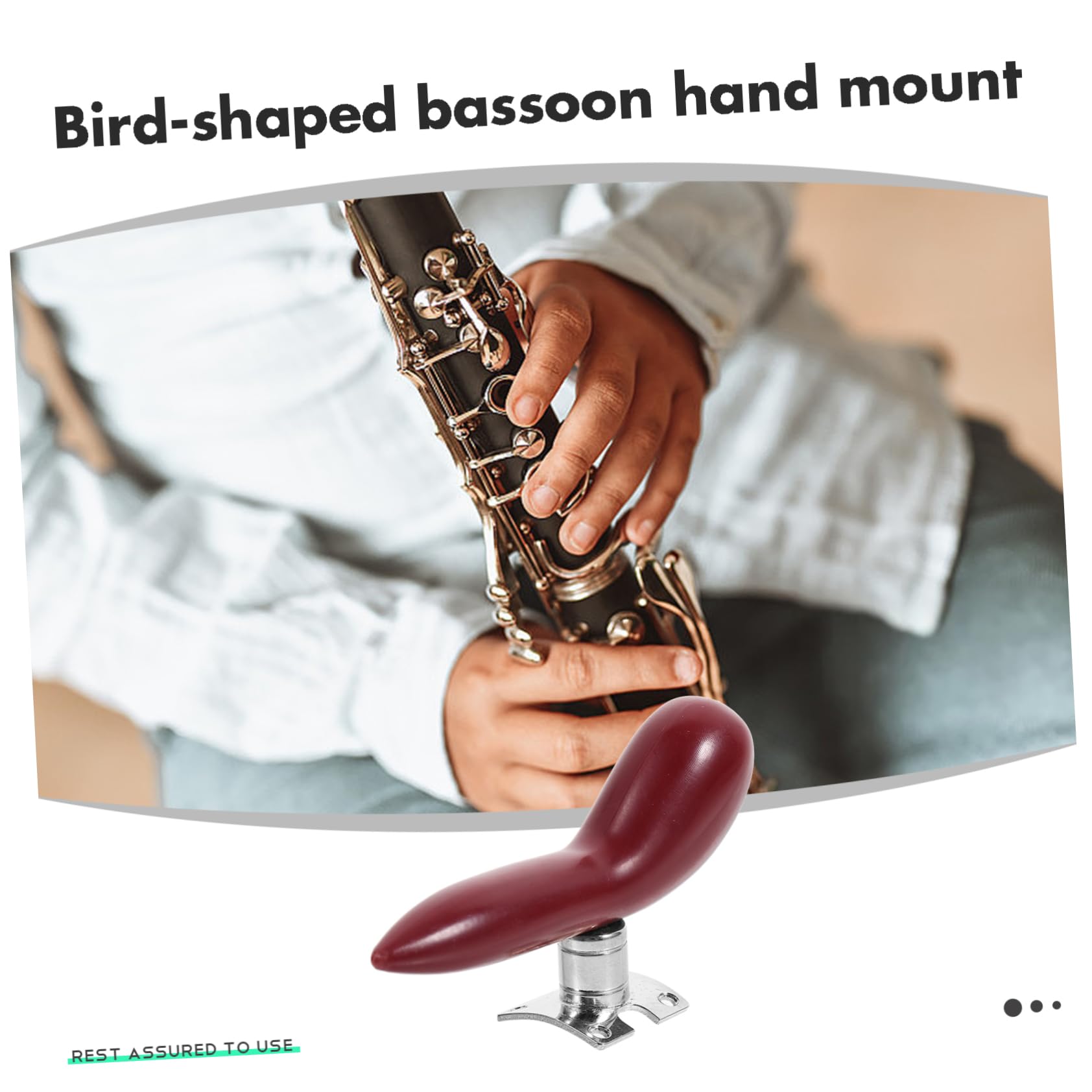 FUNOMOCYA Bassoon Finger Rest Thumb Stabilizer Right Hand Brace Detachable Silver Base Pad Bird Shape Design