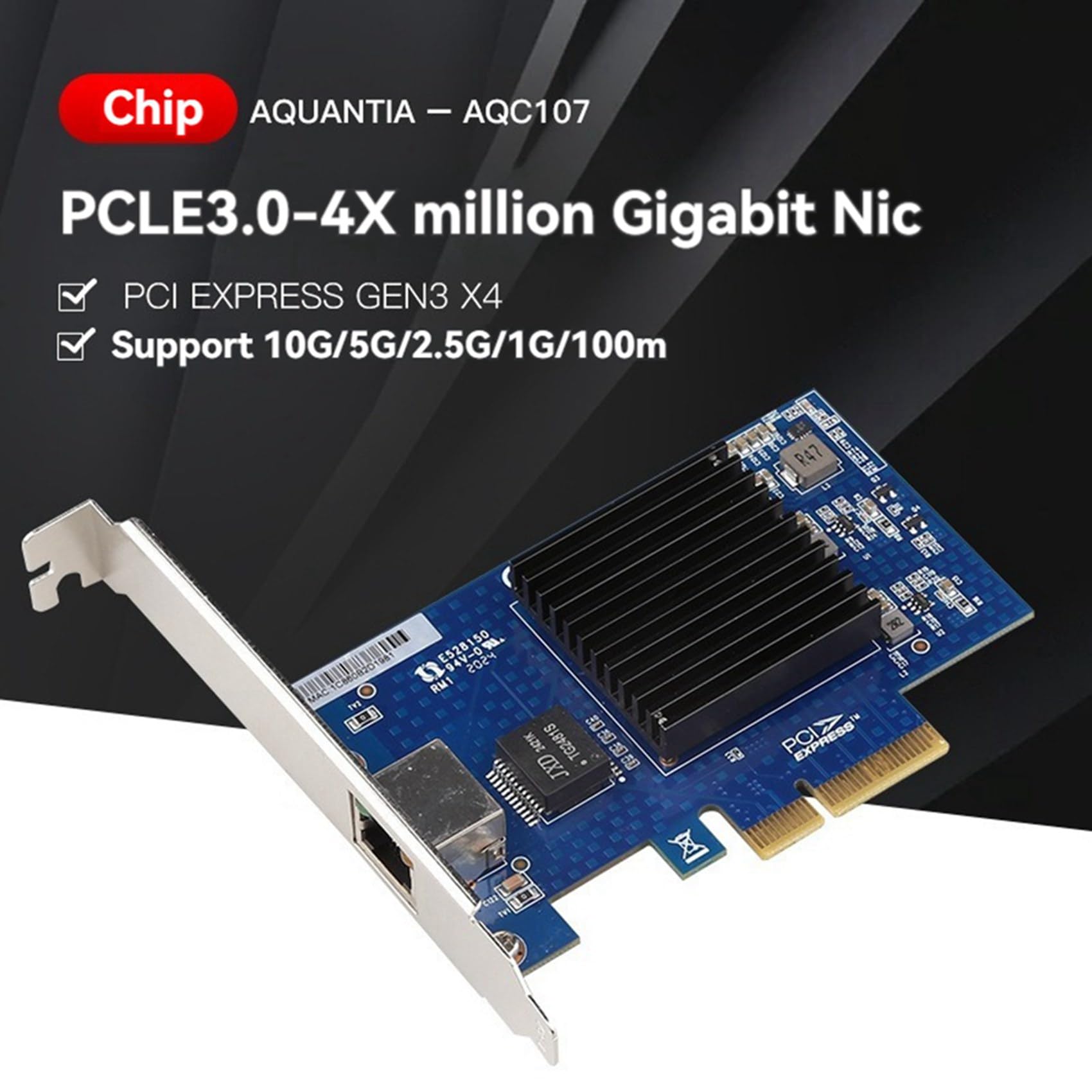 2X Scheda di Rete PCIE 3.0 4X 10G AQC107 NIC Server Compatibile con X8/X16 per Linux Win10/11
