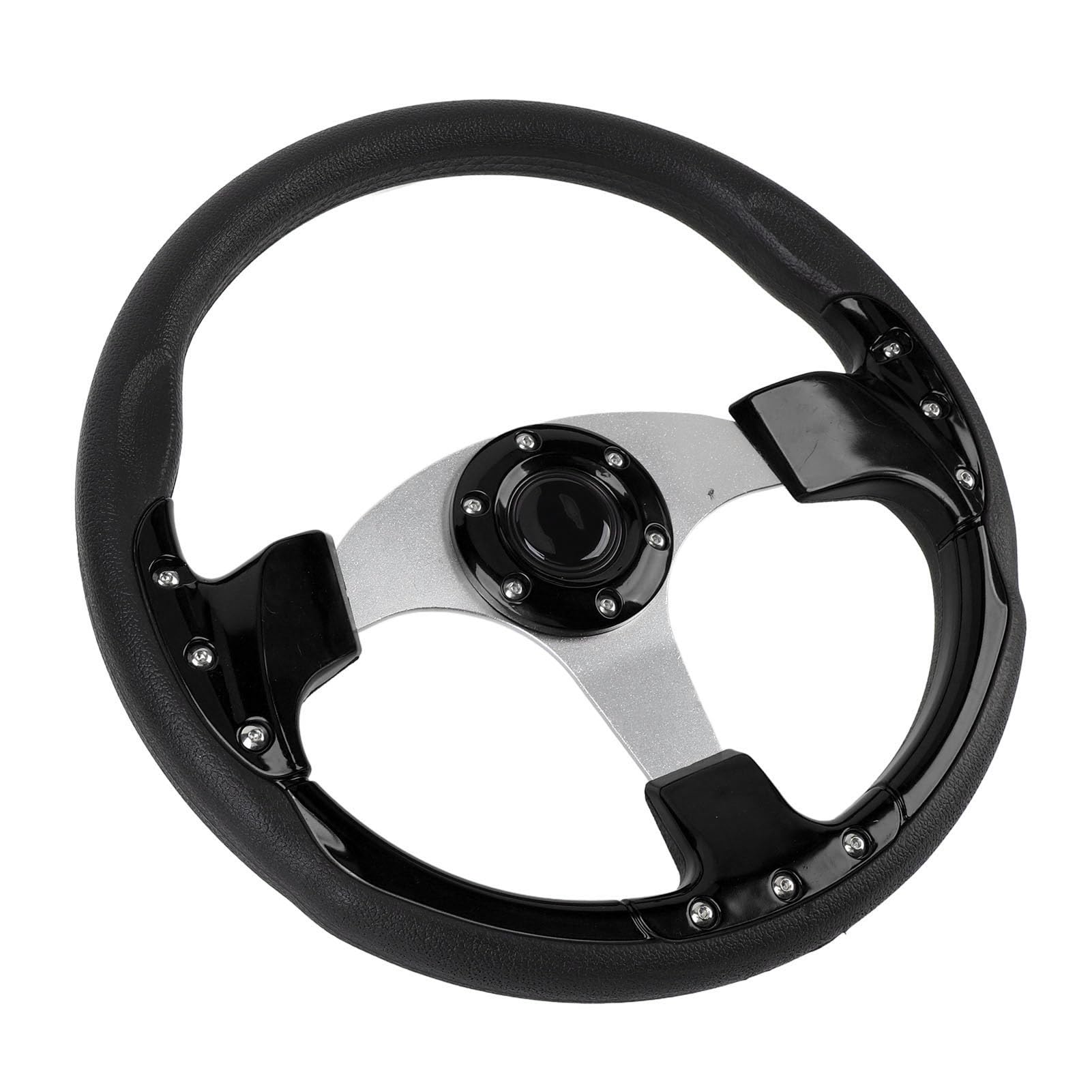 Fabater 14-calowa Kierownica Universal Racing z Przyciskiem Klaksonu |Sportowa Kierownica z Aluminium PU do Standardowego Adaptera Piasty z 6 Otworami (BLACK)