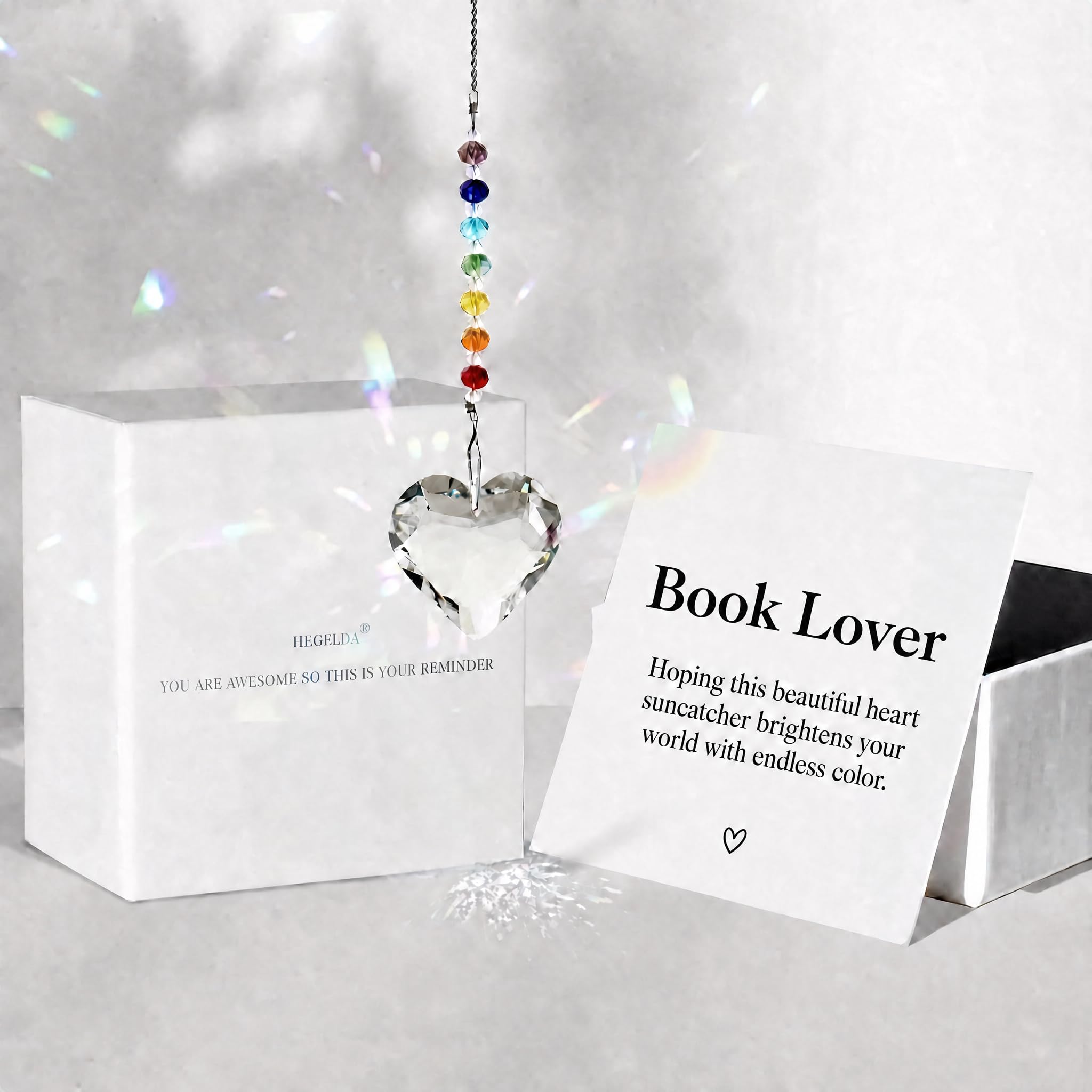 Hegelda Book Lover Gifts for Women Crystal Suncatcher Ornaments
