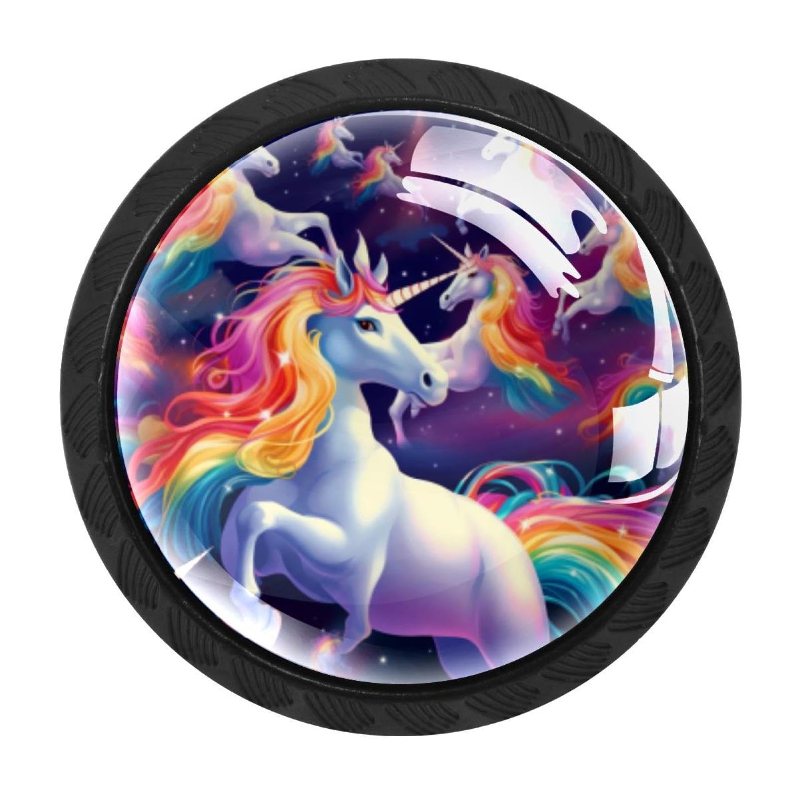 Chenzzzz Multicolored 01 4 Pcs Rainbow Unicorn Crystal Glass Cabinet Knob Drawer Pull Handle For Kitchen Cupboard Dresser Wardrobe Etc