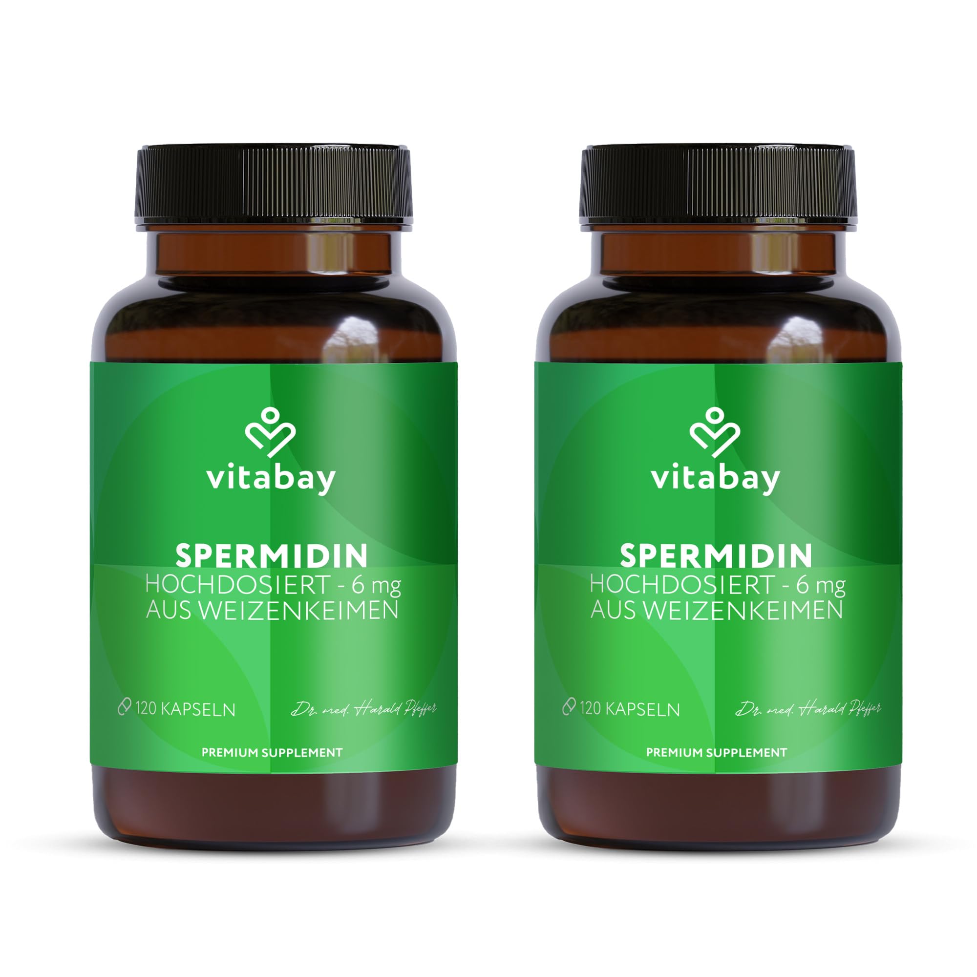 Vitabay Spermidin 6 mg Hochdosiert – 240 vegane Kapseln mit fermentiertem Weizenkeimextrakt – Natürlich hergestellt - Laborgeprüft in Deutschland & ohne Zusatzstoffe – Vorrat für 8 Monate