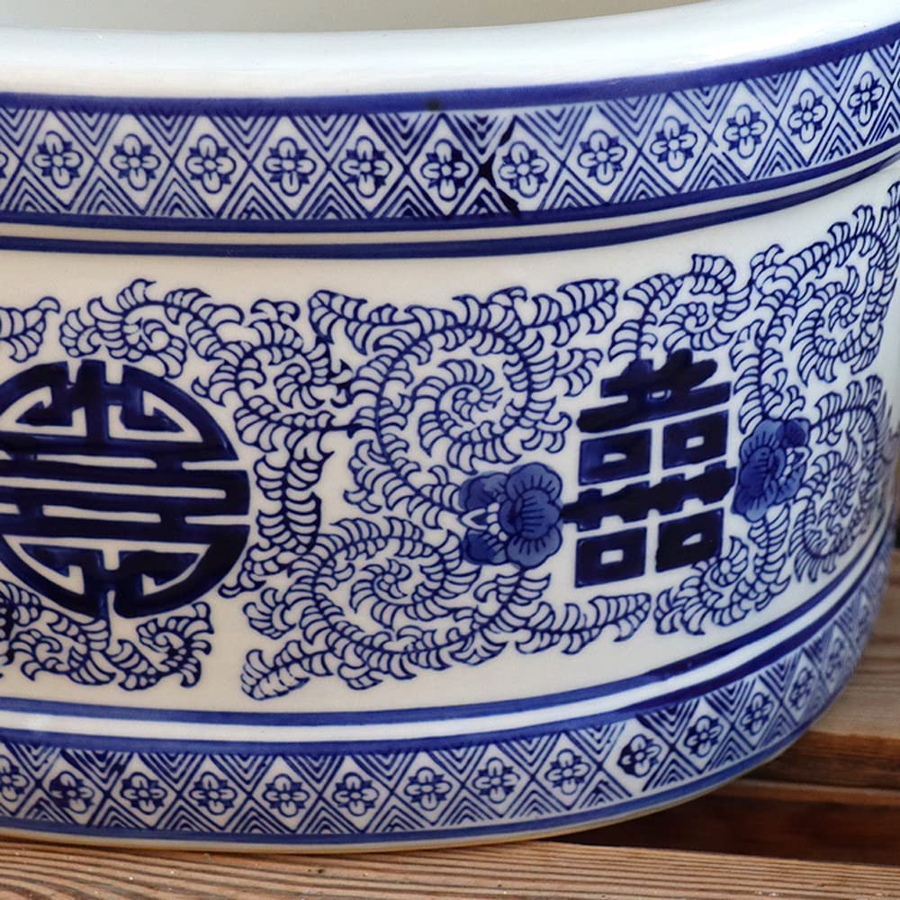 中国 見込み花図　花形洗筆（鉢）　u6230931 Amazon.com : LNPTAL Blue and White Ceramic Planter, 12.6