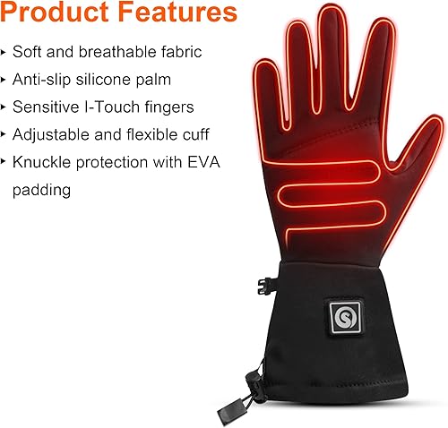 Miniatura 4 de day wolf Heated Glove Liners Electric Gloves for Men Women Rechargeable Battery Hand Warmer for Winter Sports Snow Biking Riding Skiing Cycling