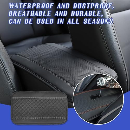 Miniatura 6 de Ziciner - Funda de cuero para consola central y reposabrazos de automóvil, cubierta impermeable de PU para caja de asiento, protector y almohadilla