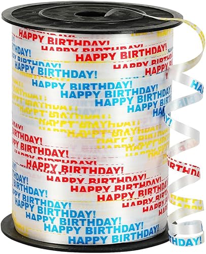 Cinta impermeable lisa, 316 pulgadas x 500 yardas para envolver paquetes de regalos, lazos, manualidades (feliz cumpleaños)