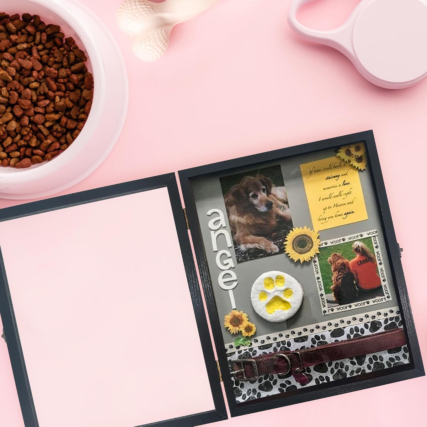 Pet Memorial Shadow Box Frame ,11x14 Pet Frame Display Case for Cat Dog Tag, Collar & Photo as Loss Pet Remembrance Memory Keepsake,