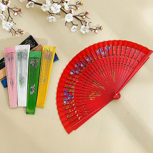 Miniatura 3 de Abanicos de mano plegables para mujer, chino, japonés, 1 unidad, abanicos de seda de bambú vintage, para baile, festival de música, boda, fiesta,