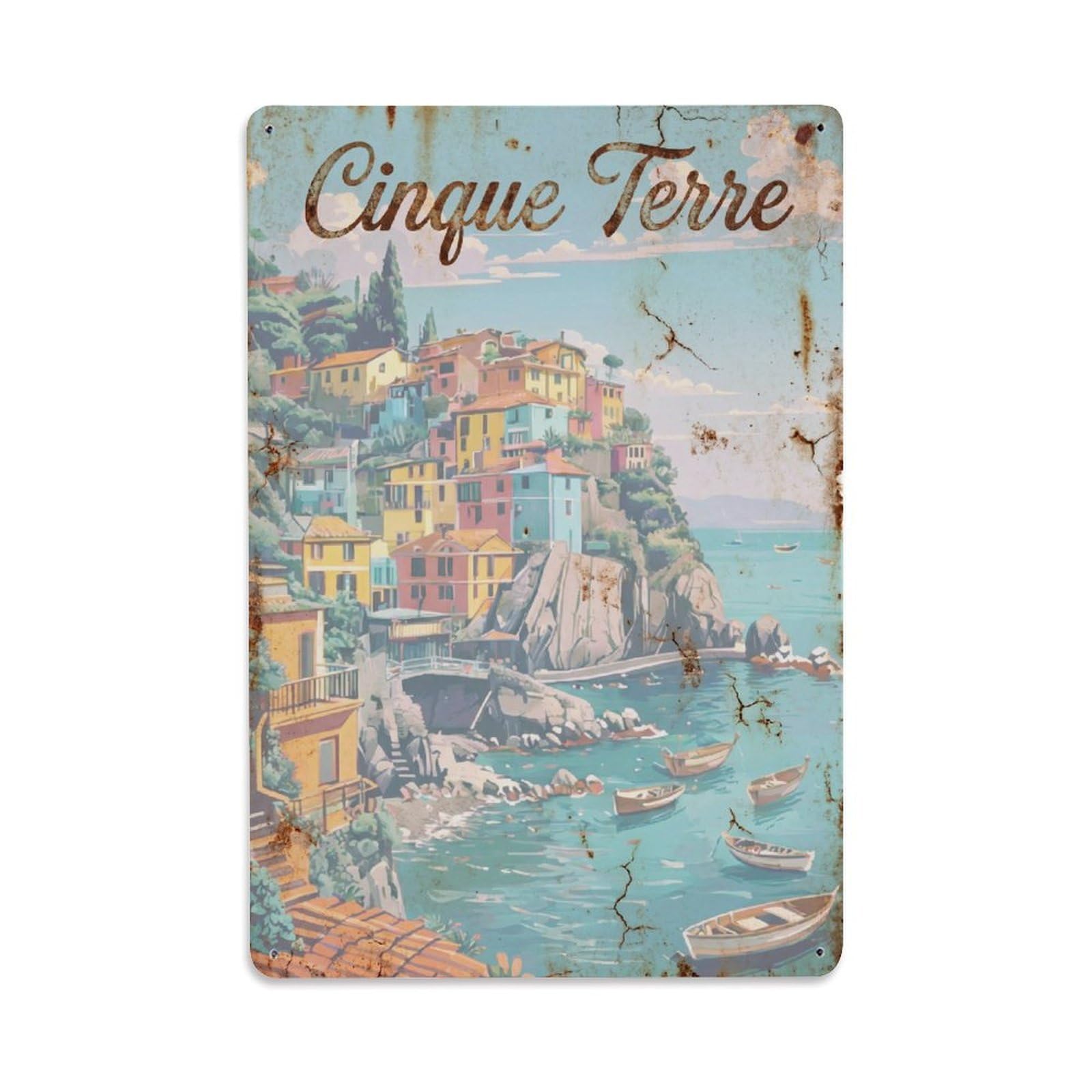 Yrnq 08X12inch Vintage Style Vintage Travel Cinque Terre Italy Cruise Metal Tin Sign