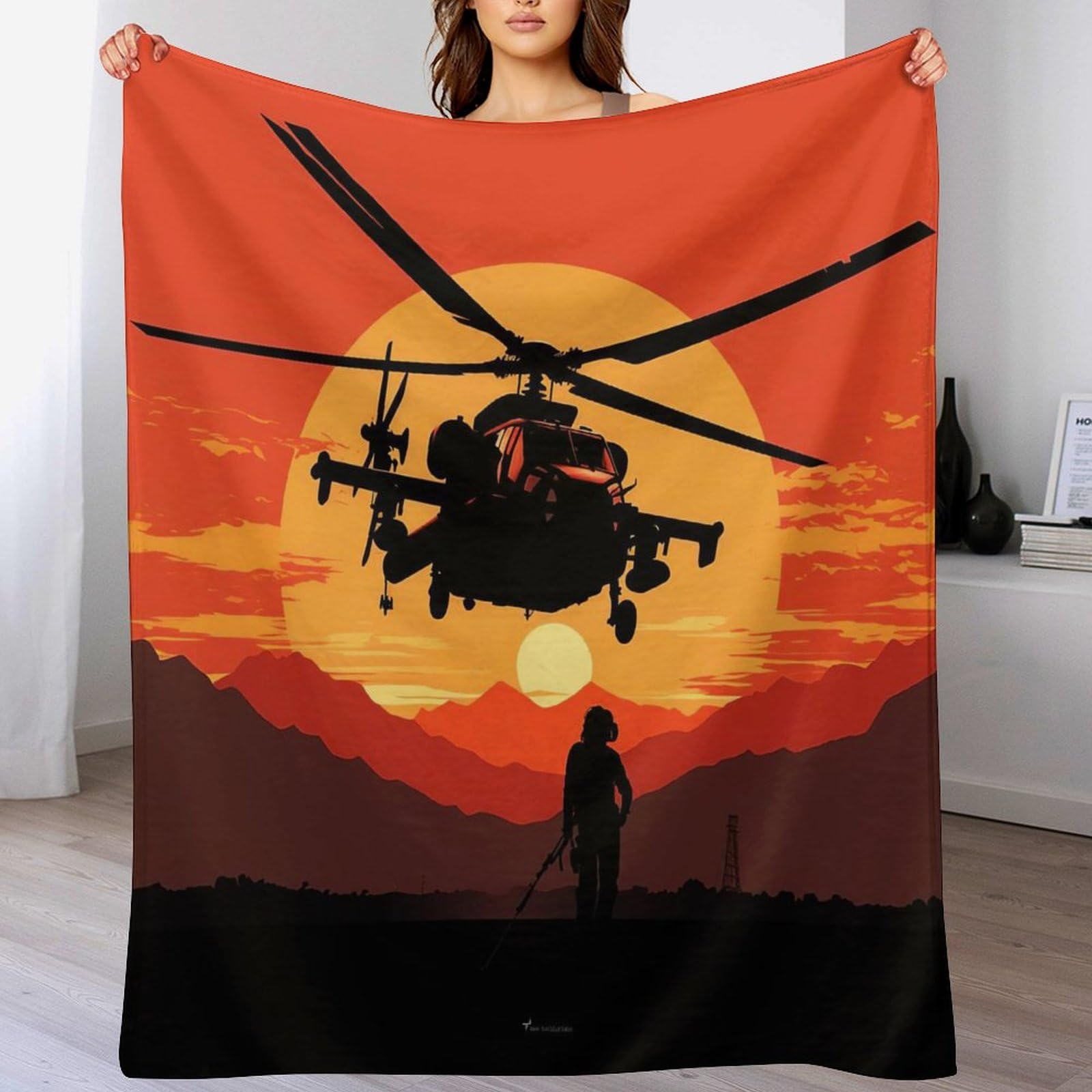 Hélicoptère couverture flanelle chaude et douce de lit 150x200